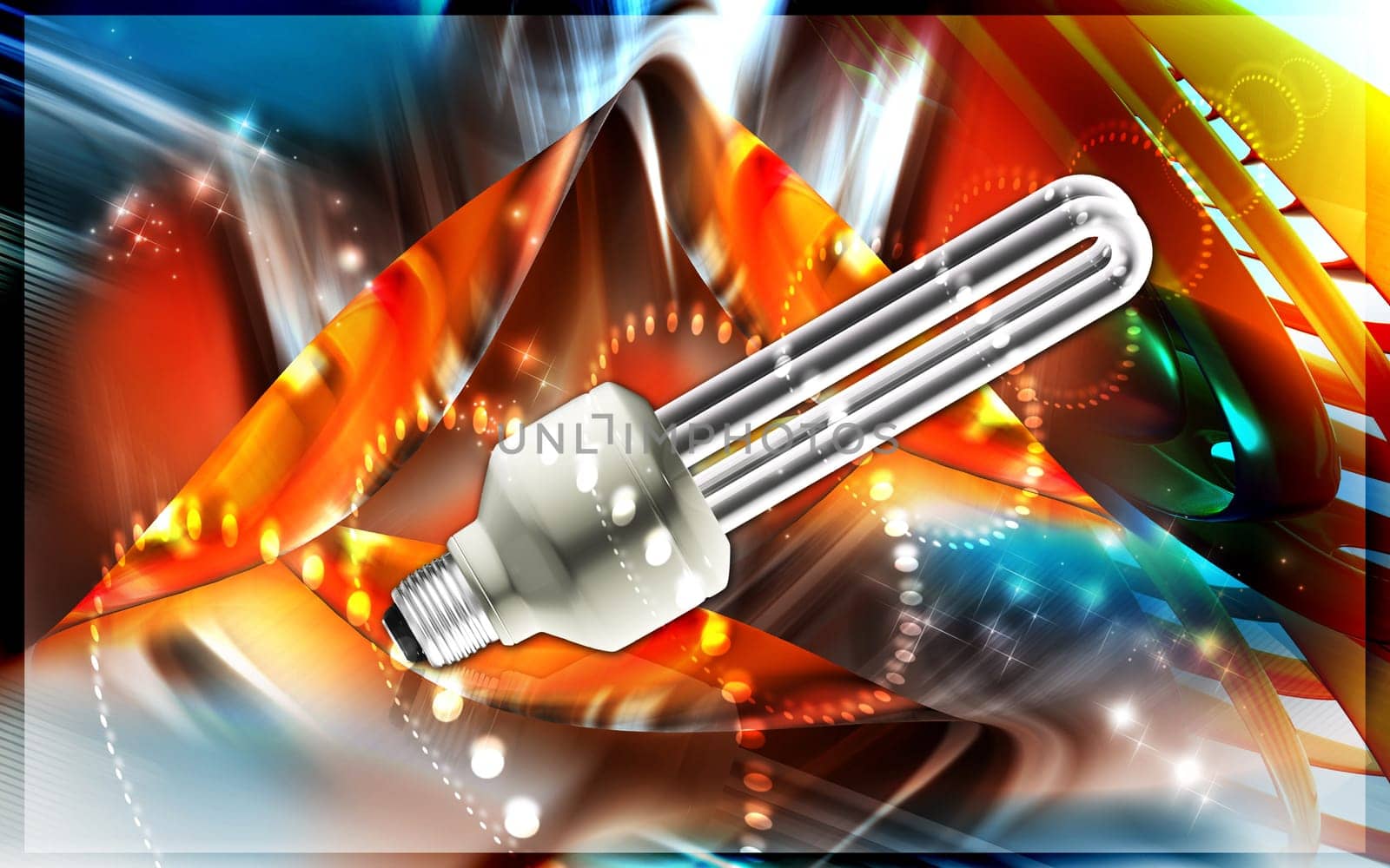 Digital illustration of a CFL light in colour background