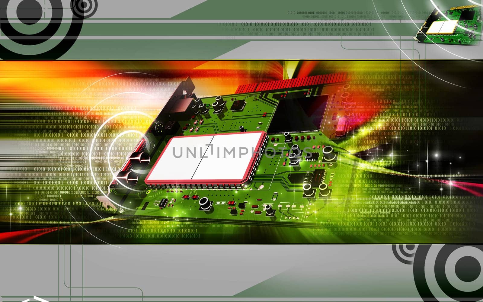 Digital illustration of video capture card in colour background