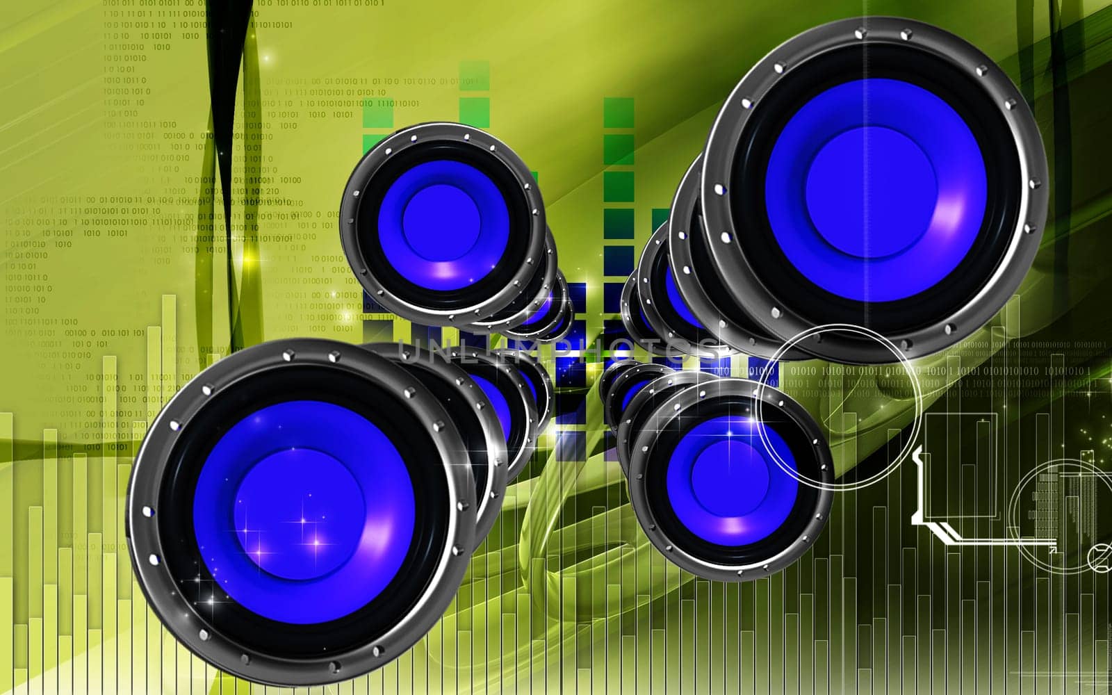 Digital illustration of car stereo in colour background