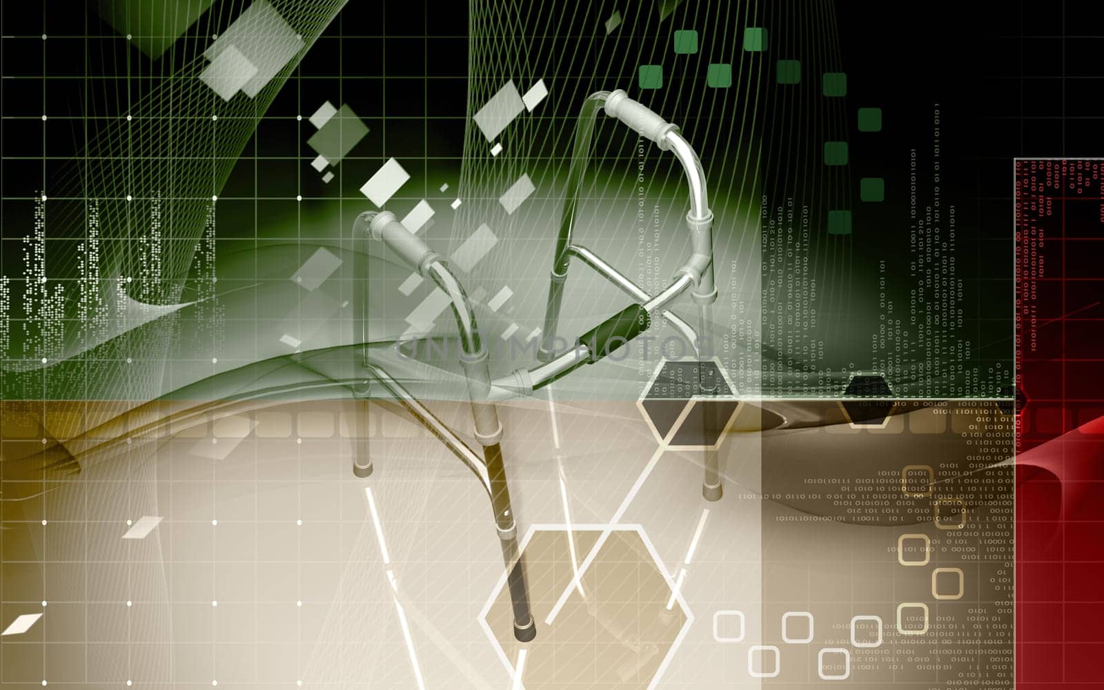 Digital illustration of walking aid using by handicaps