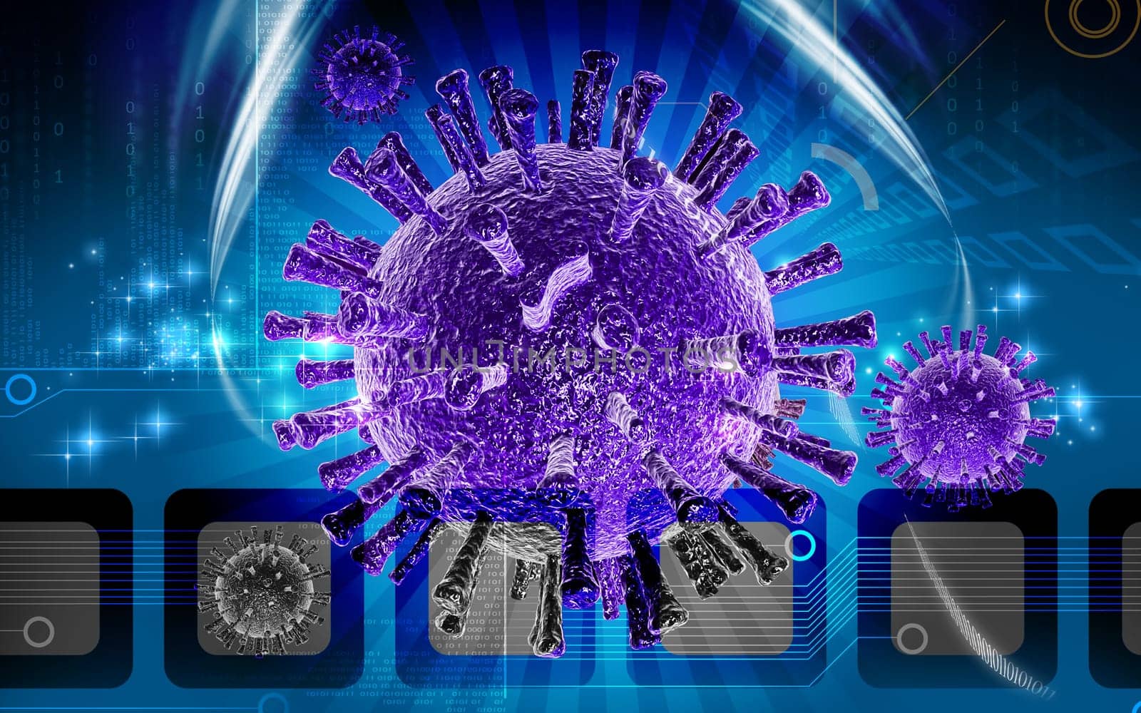 Digital illustration of avian virus in colour background