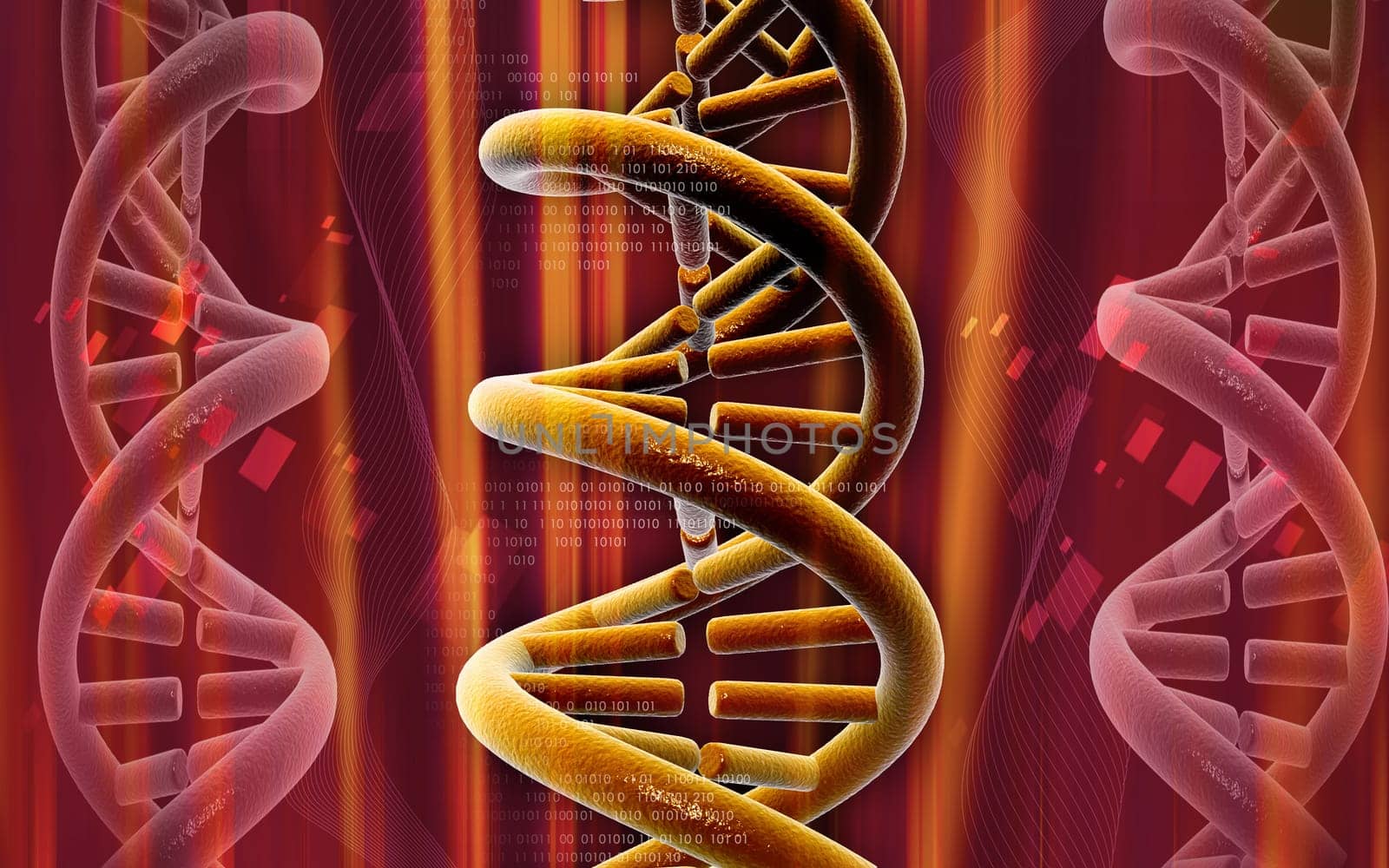 Digital illustration DNA structure in colour background
