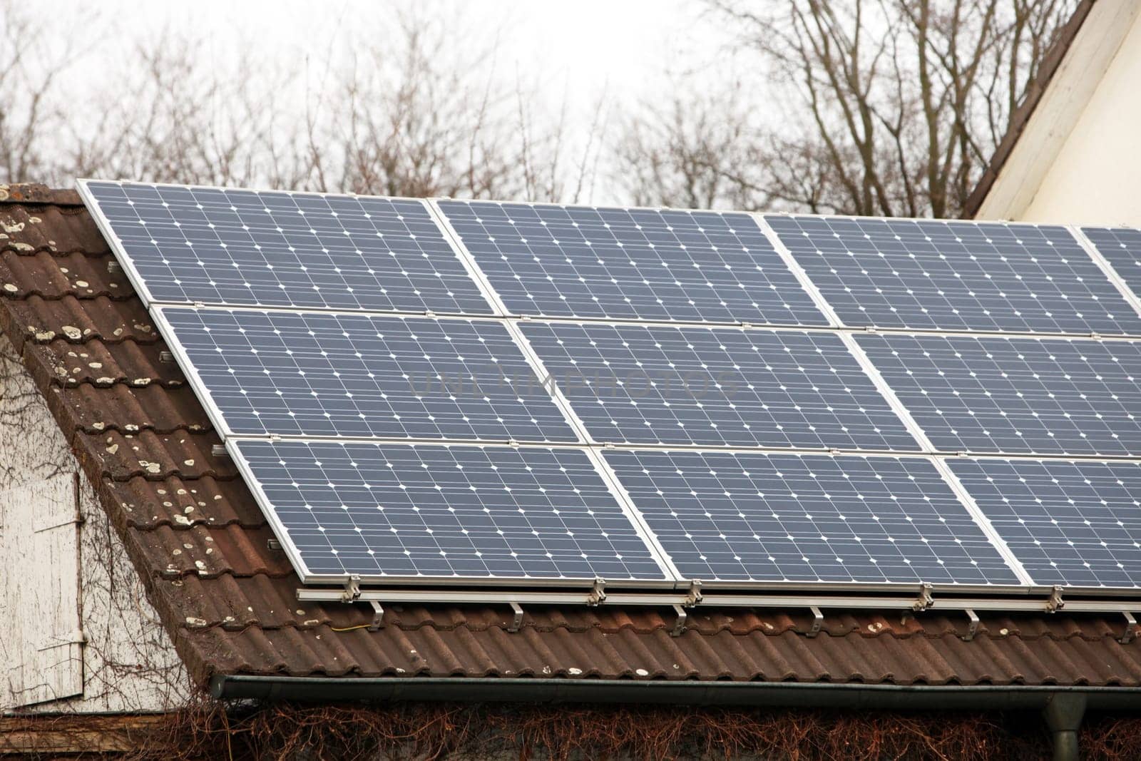 Solar energy on a roof - side view