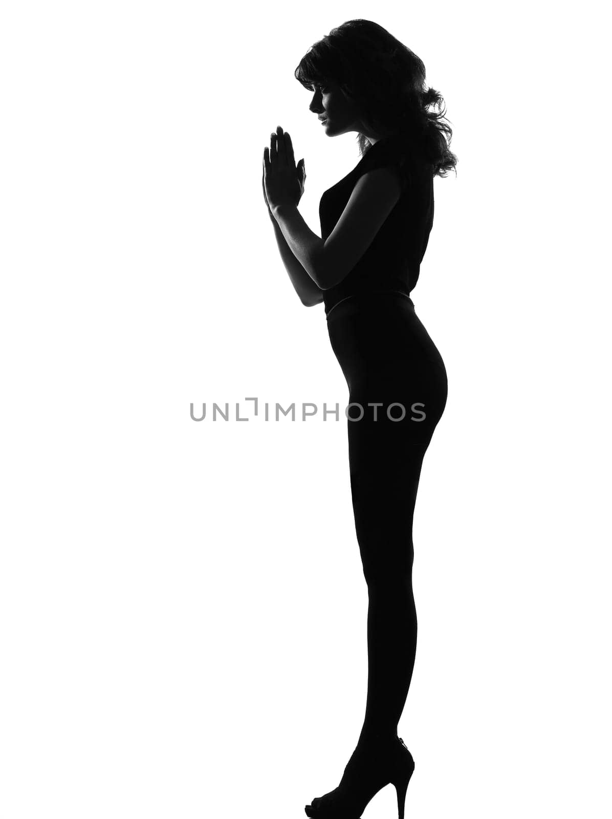 silhouette woman saluting greeting
