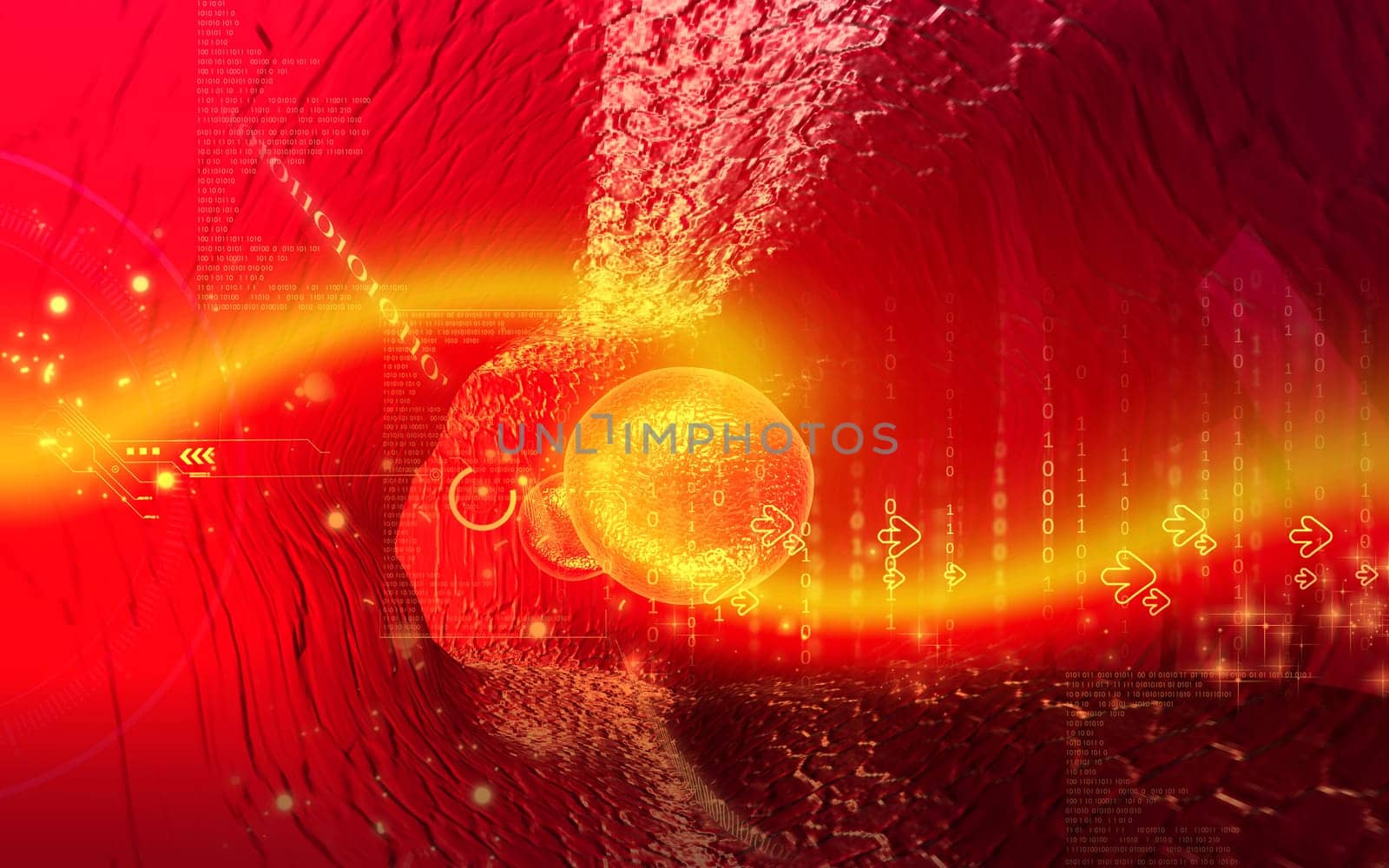Digital illustration of blood cell in colour background