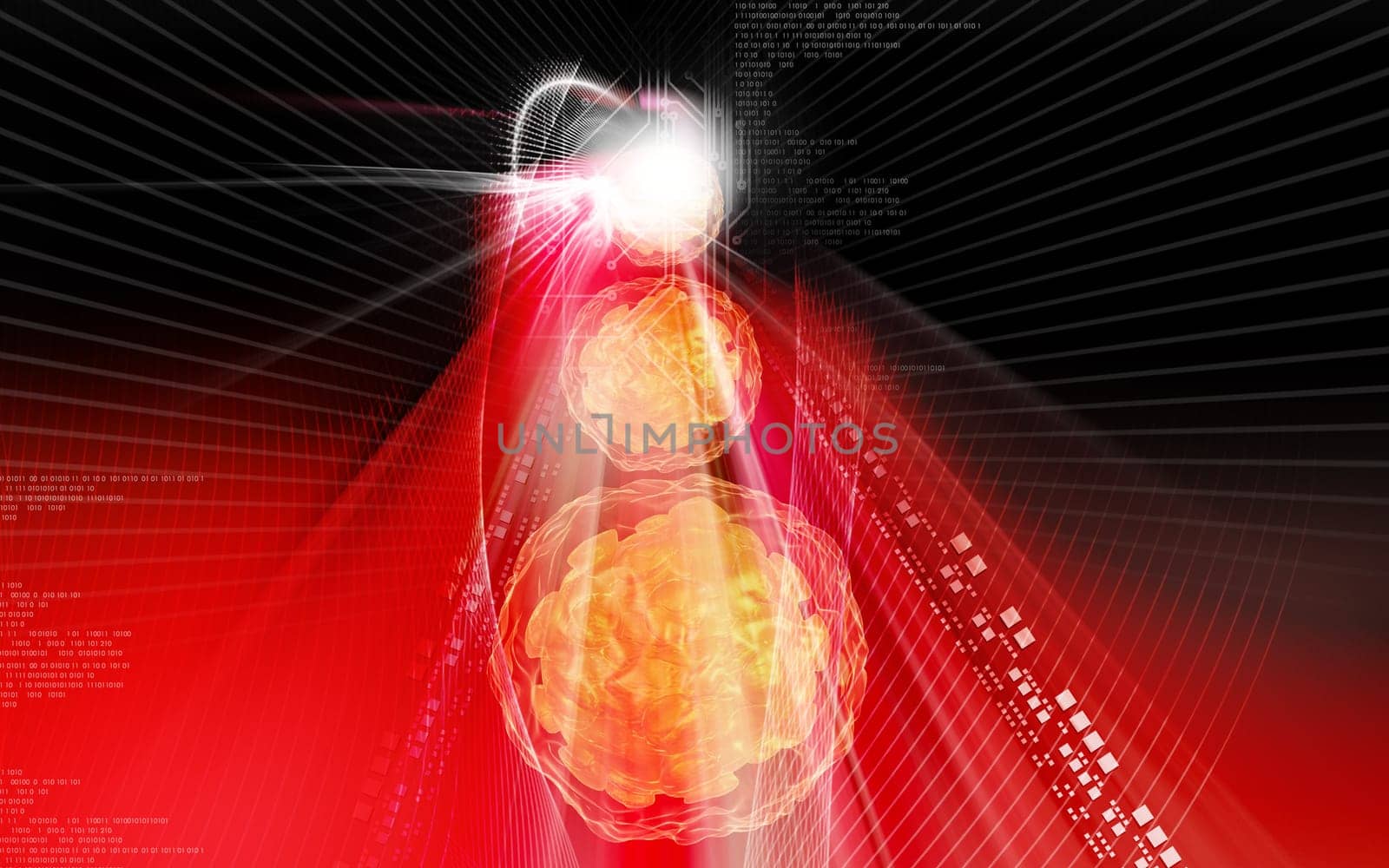 Digital illustration of polio virus in colour background