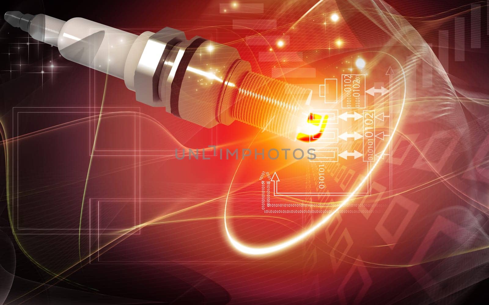 Digital illustration of Spark plug in colour background