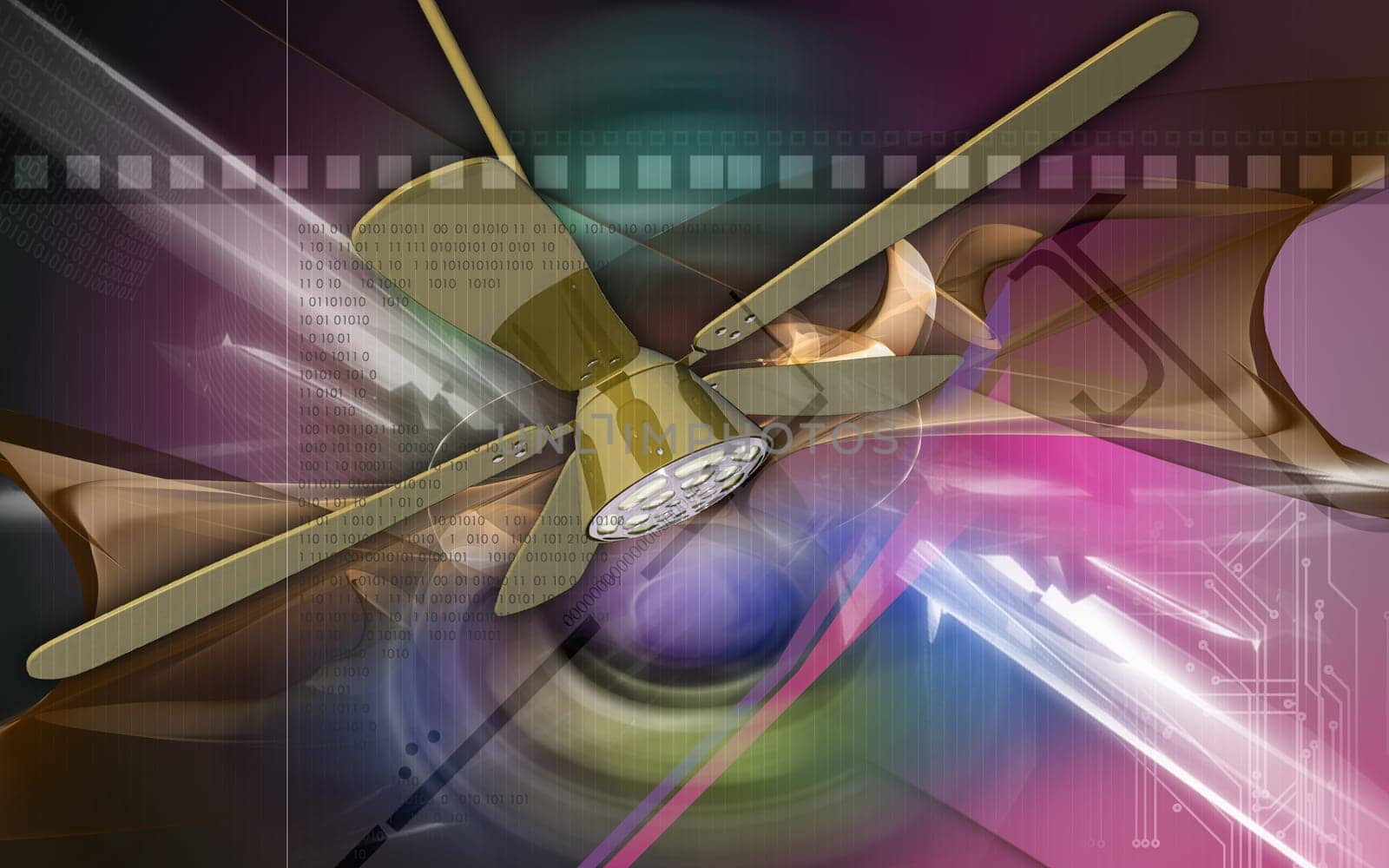 Digital illustration of ceiling fan in colour background
