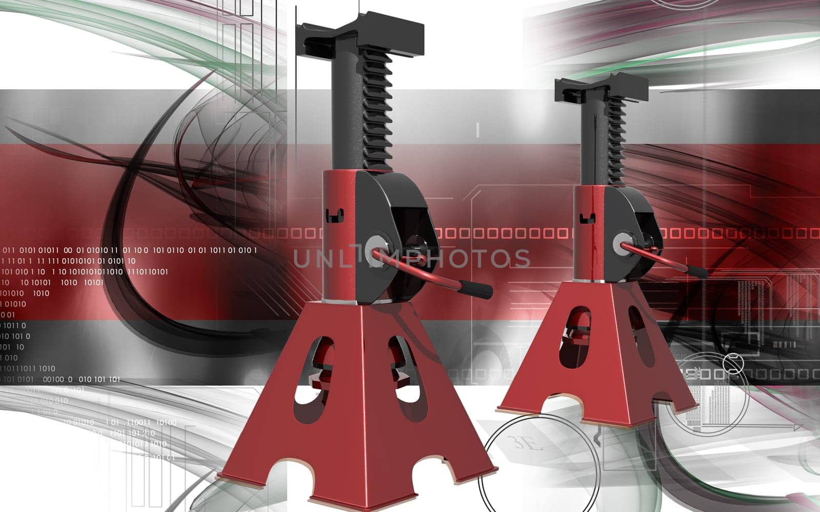 Digital illustration of Car lift in colour background