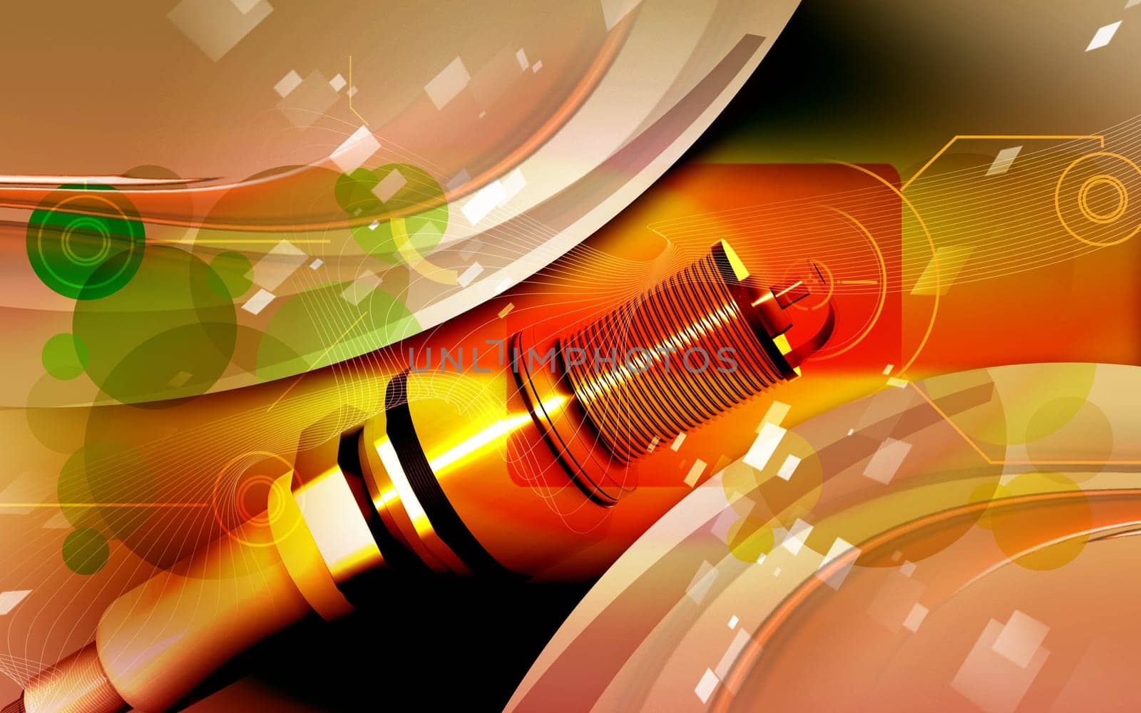 Digital illustration of Spark plug in colour background