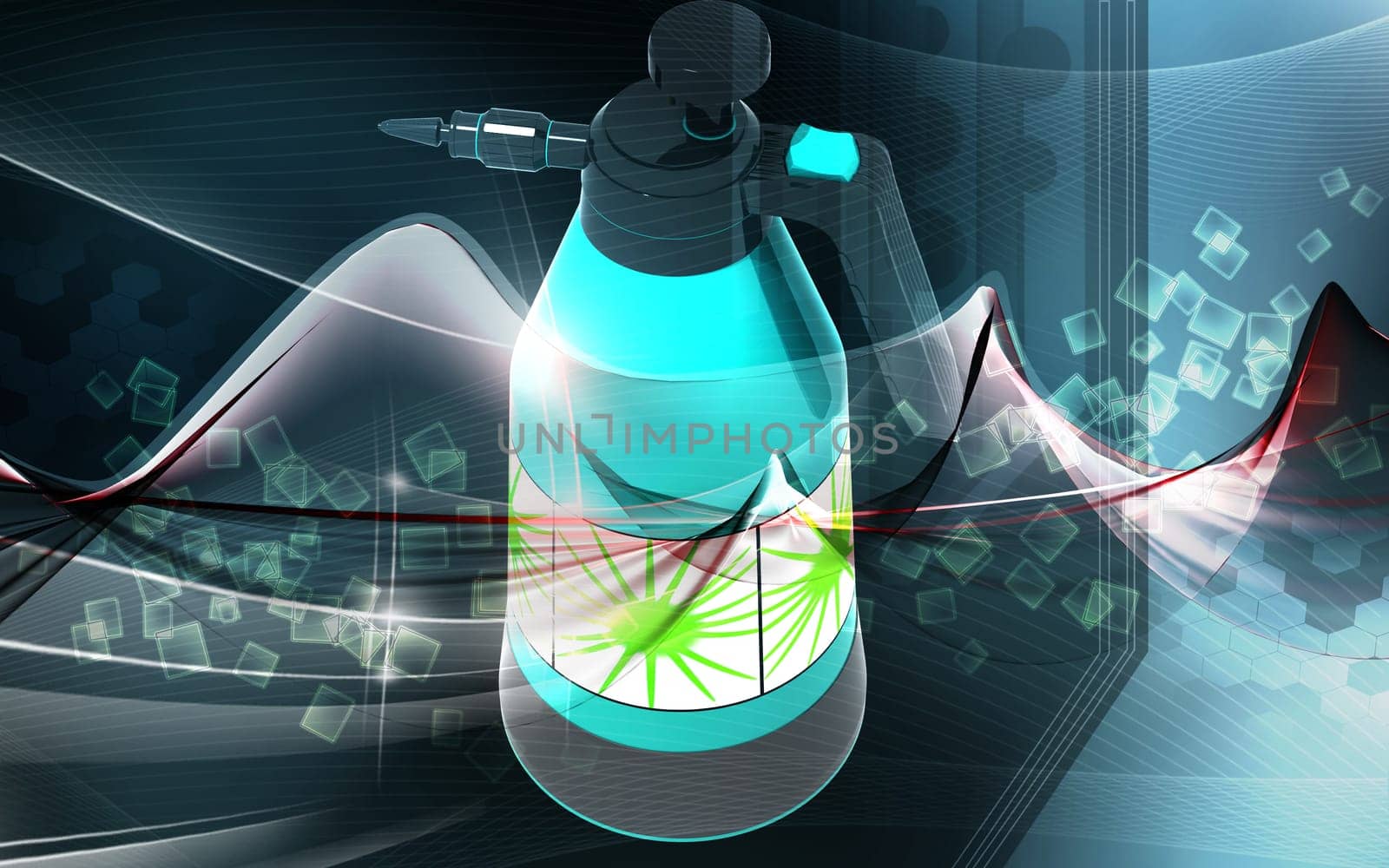 Digital illustration of a Pressure sprayer in colour background