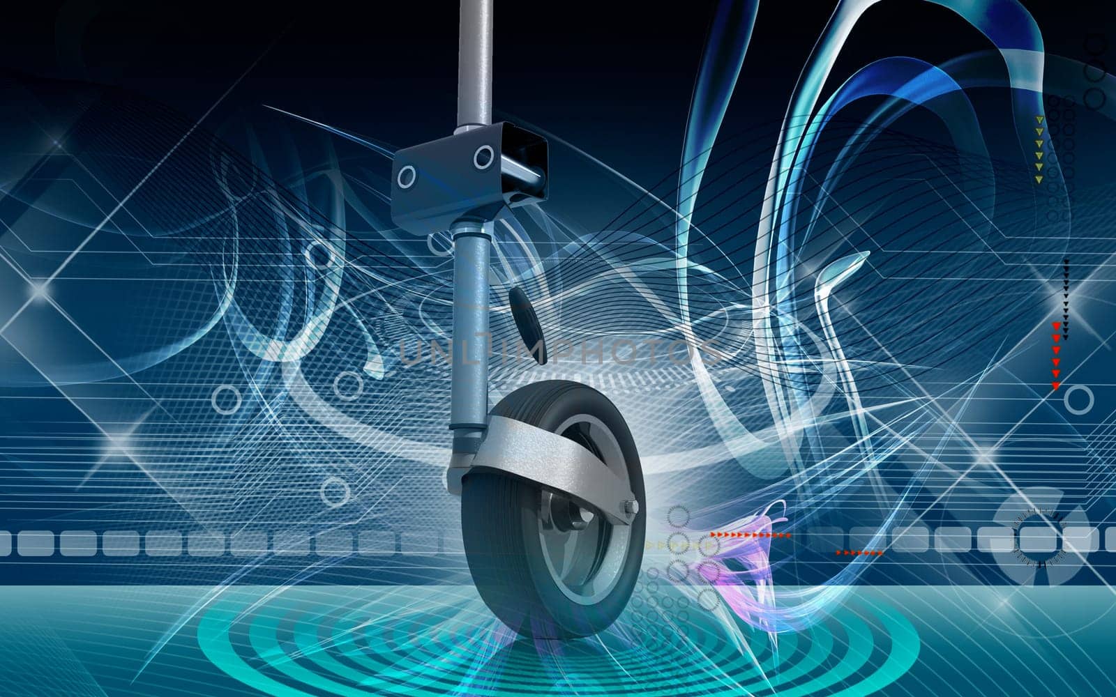 Digital illustration of Jockey wheel in colour background