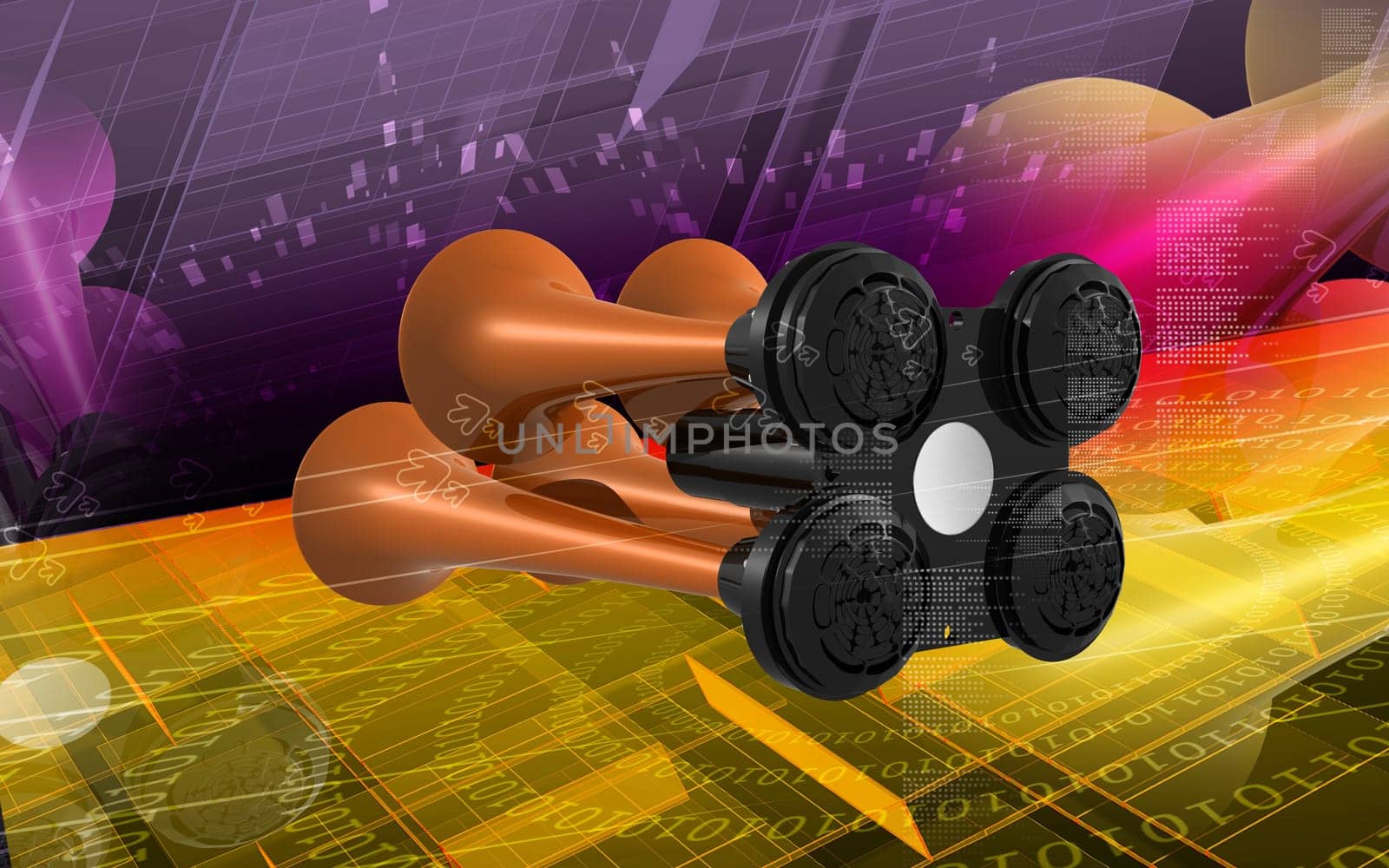 Digital illustration of horn in colour background