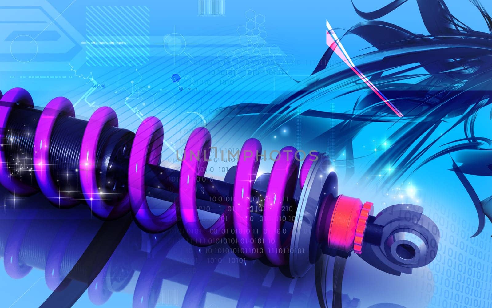 Digital illustration of Shock absorber in colour background