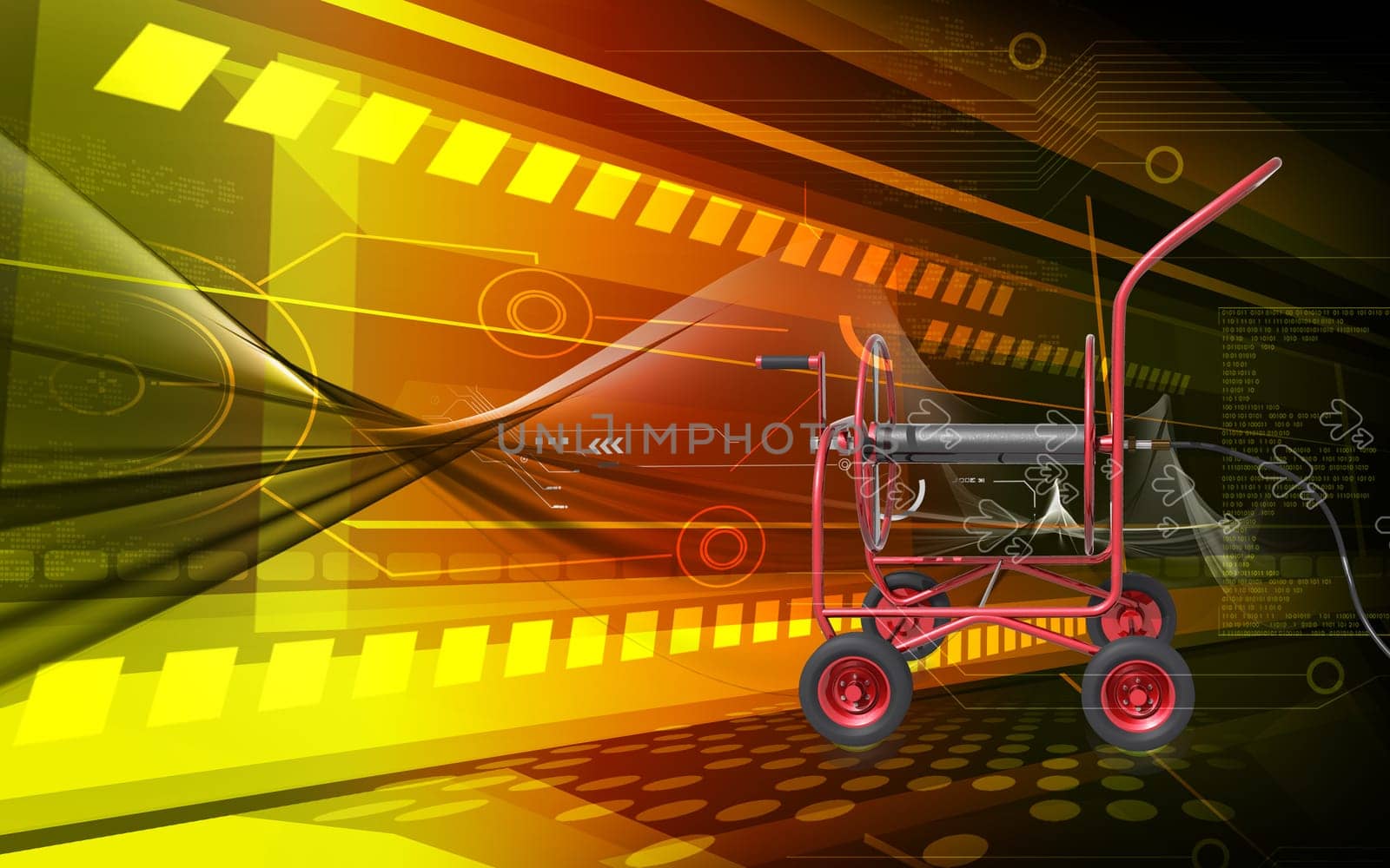 Digital illustration of a heavy duty hose in colour background