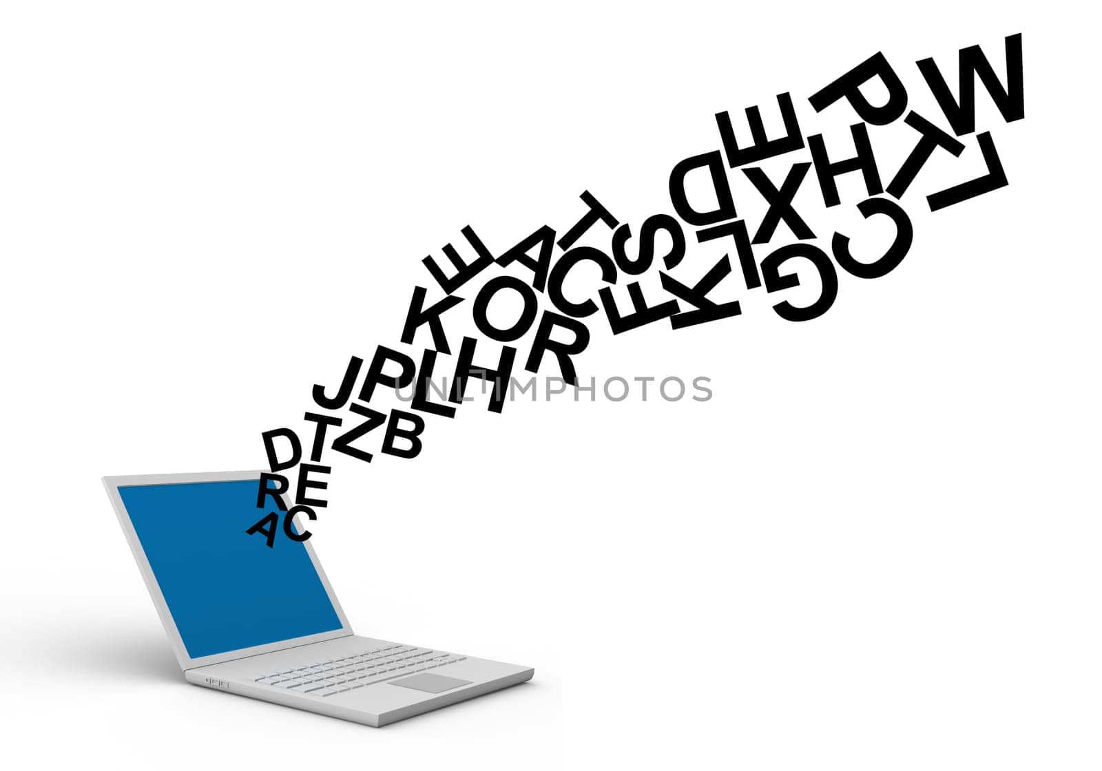 Laptop on white background. Writing concept.