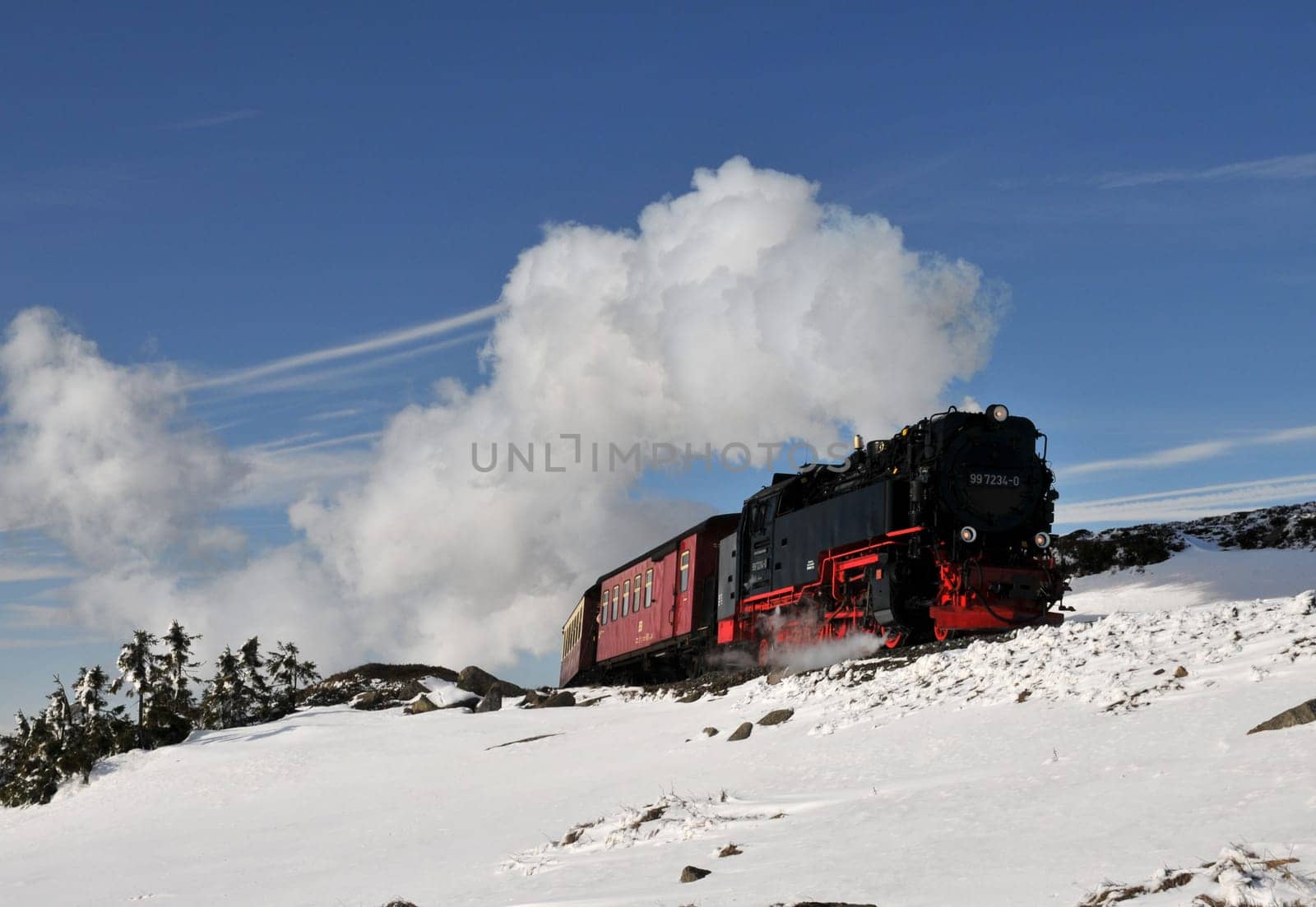 Steam locomotive on the Brocken ( Harz Narrow Gauge Railway )