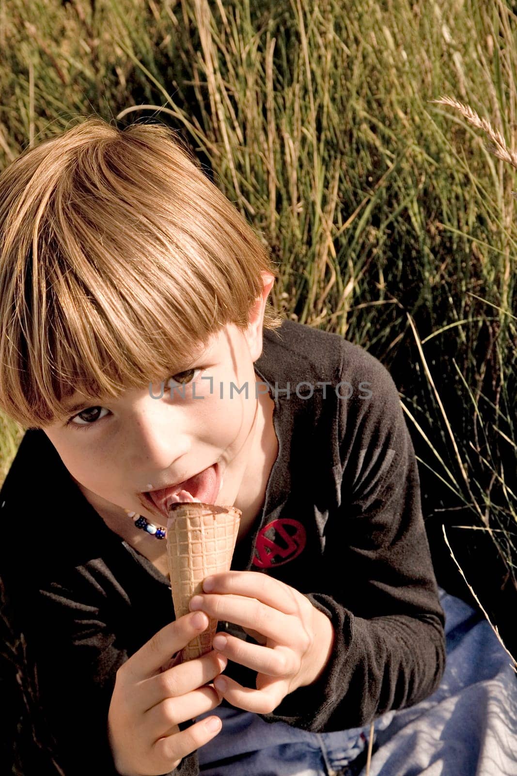 Boy eating ice cream