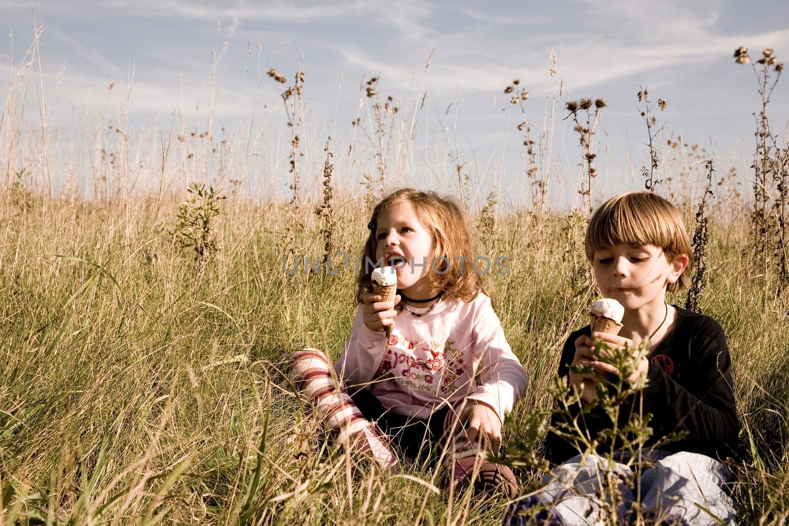 Children eat ice cream