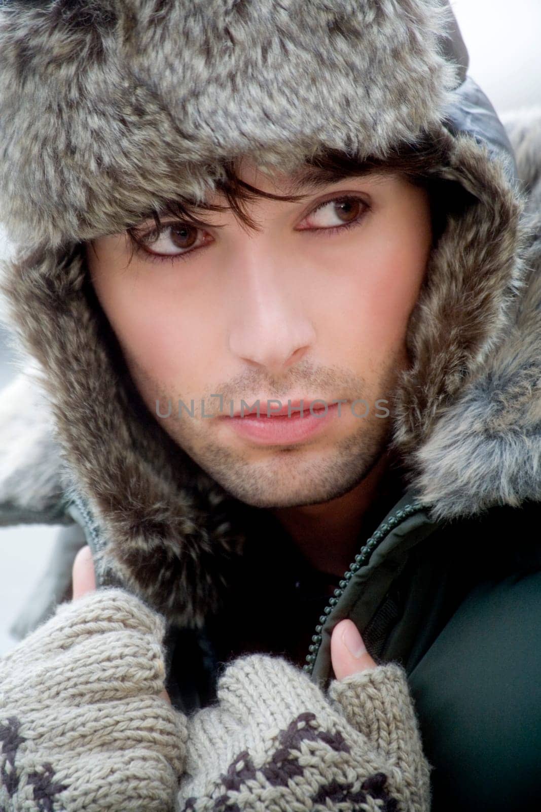 Man with fur cap