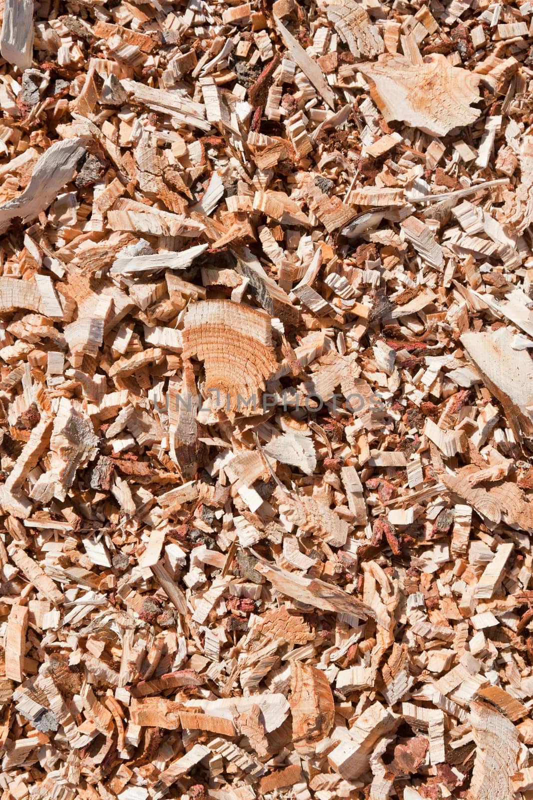 Mulch made of wood chips shot in natural light