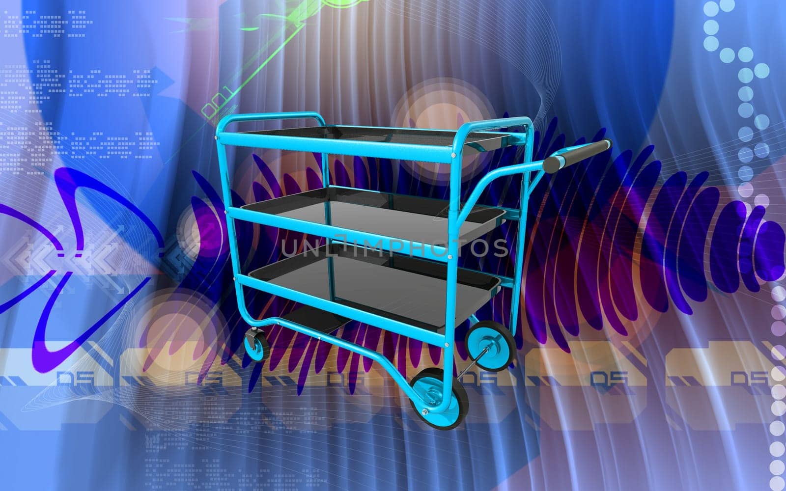 Digital illustration of a Service cart in colour background