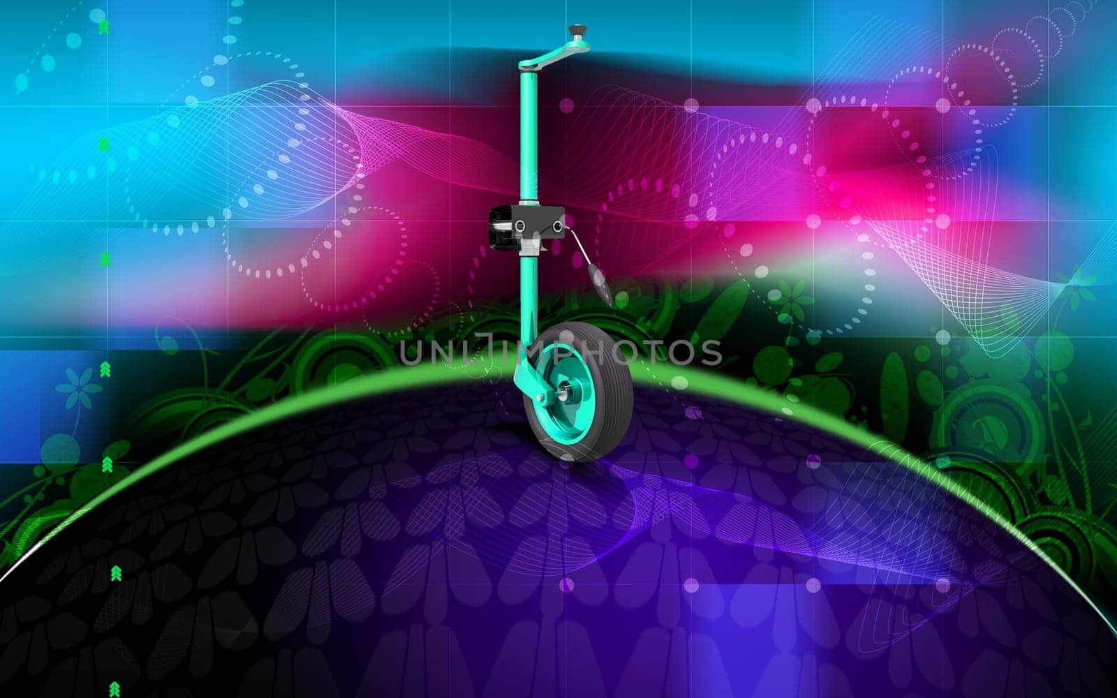 Digital illustration of Jockey wheel in colour background