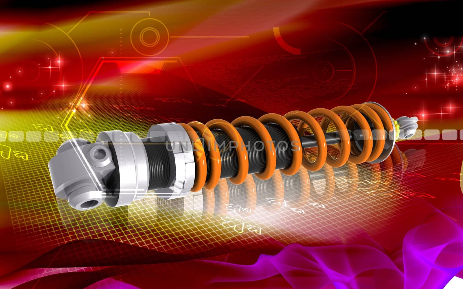 Digital illustration of Shock absorber in colour background