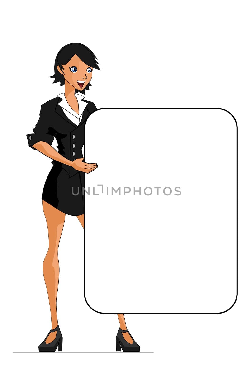Businesswoman holding a blank sign