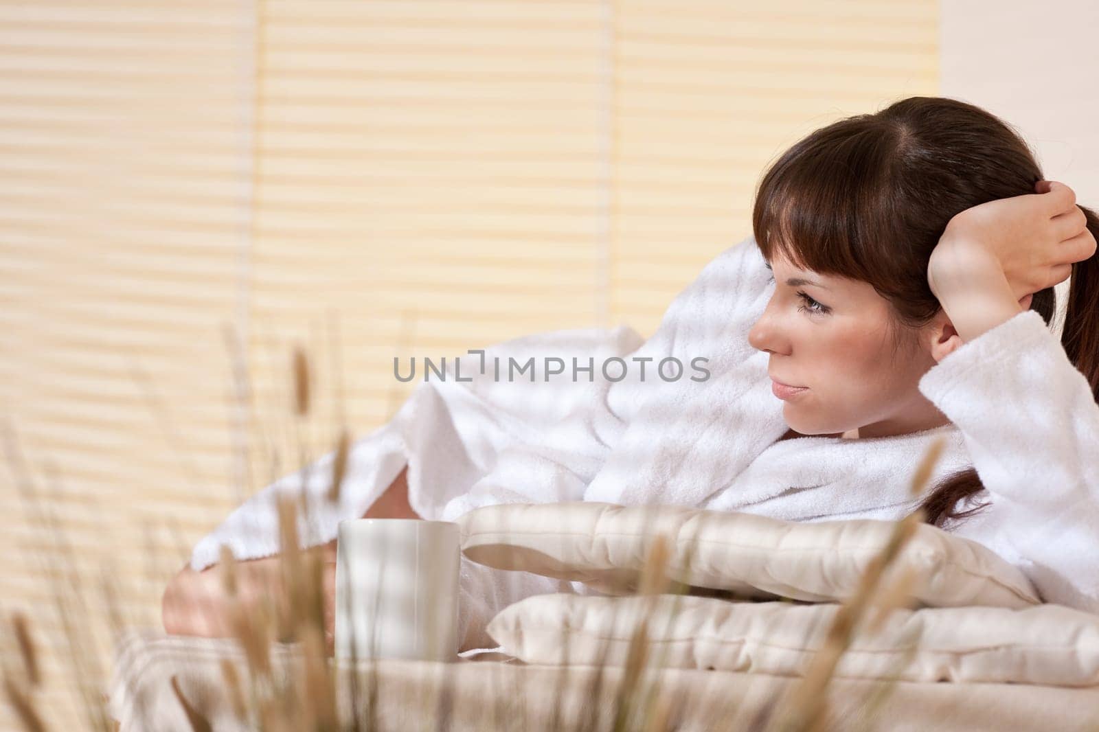 Spa - Young woman at wellness therapy enjoy massage treatment