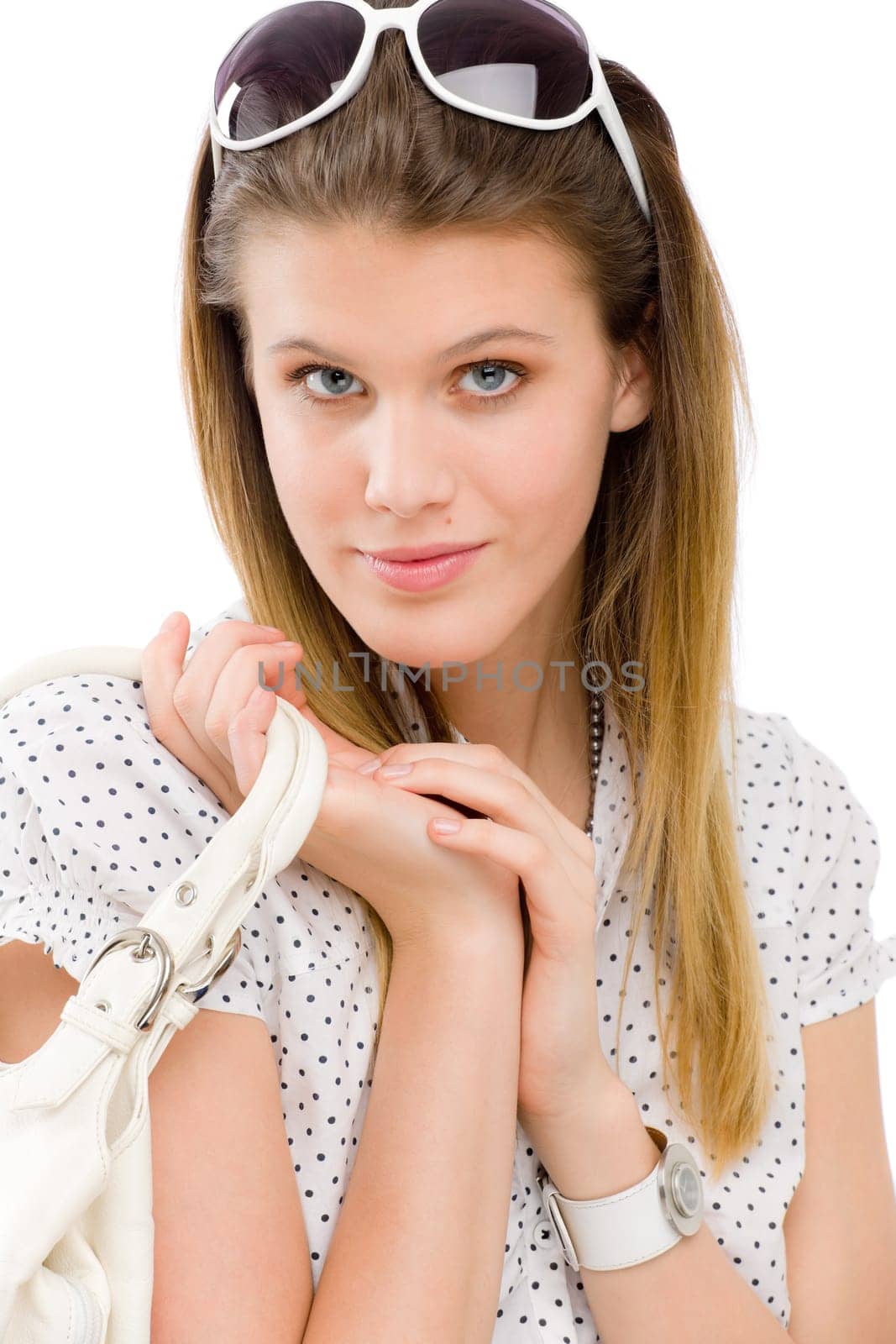 Fashion model - young woman posing in summer designer clothes