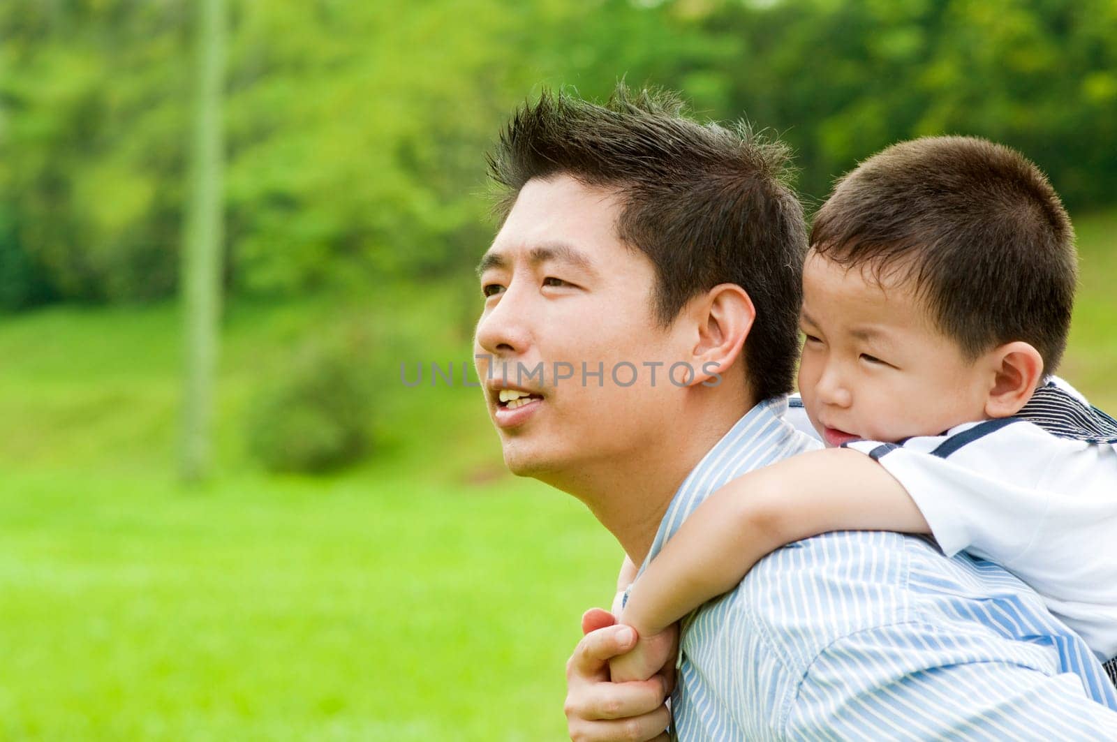 A father and child on a nice summer day.