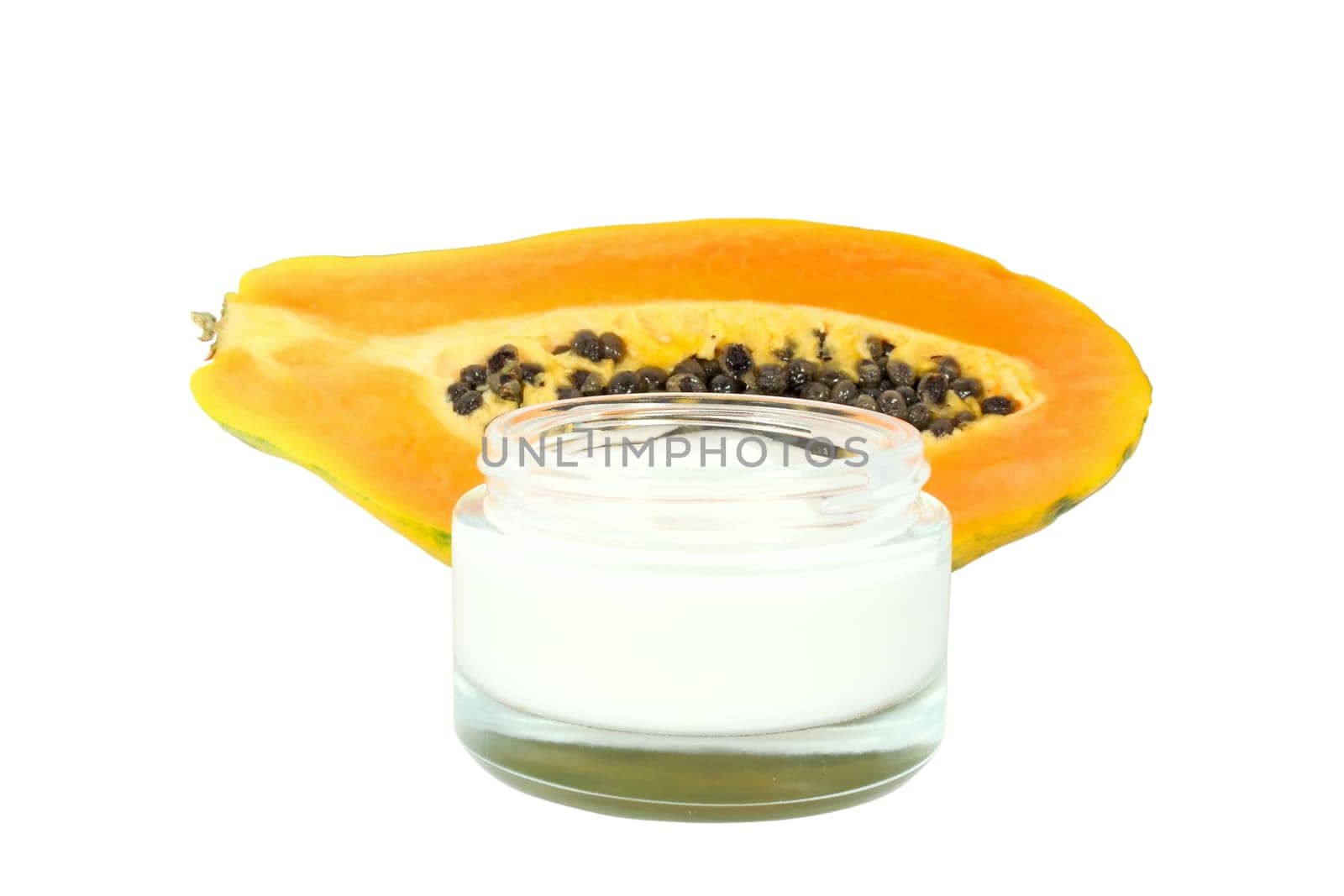 Face cream of papaya isolated on white