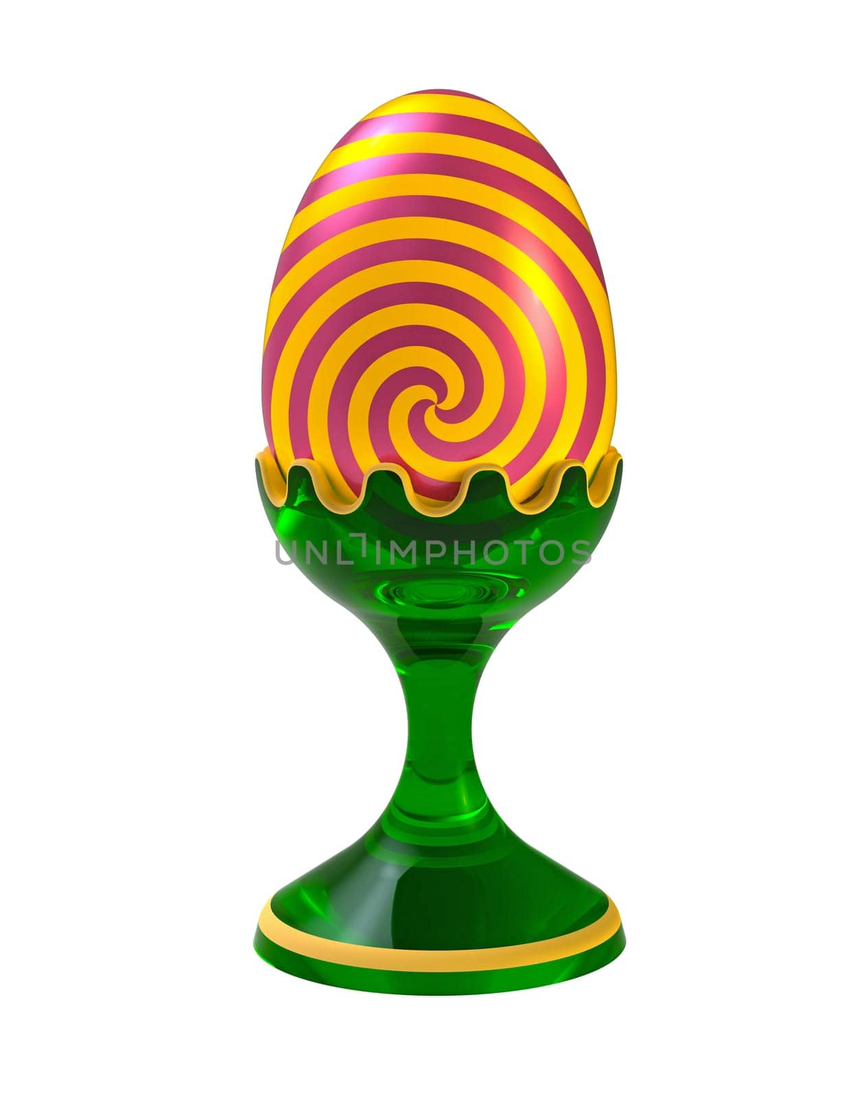 Chicken egg on the pedestal render isolated on white