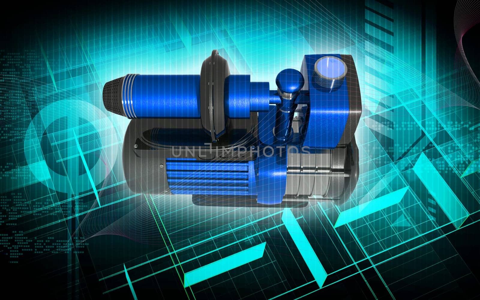 Digital illustration of pressure pump in colour background