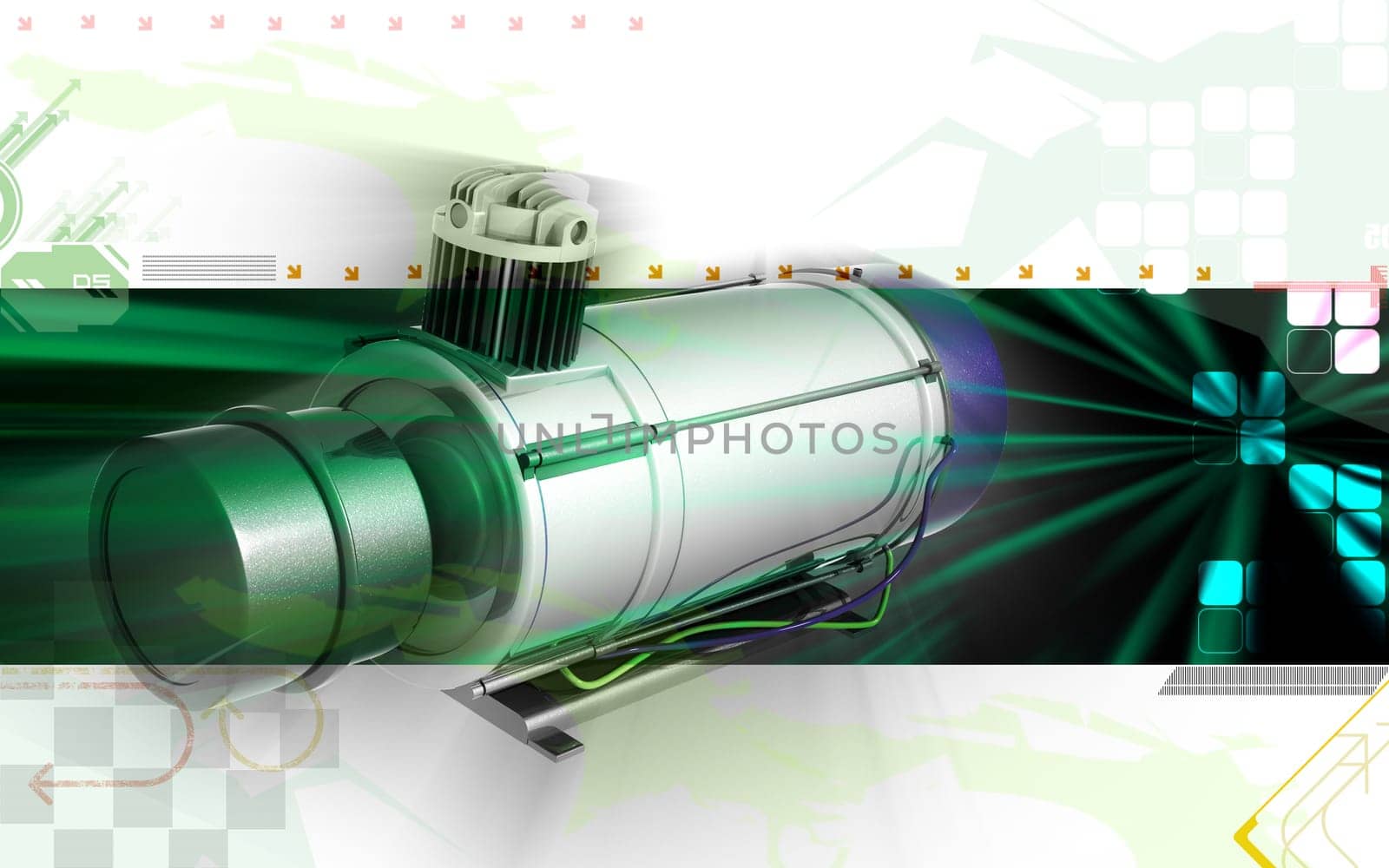 Digital illustration of air compressor in colour background