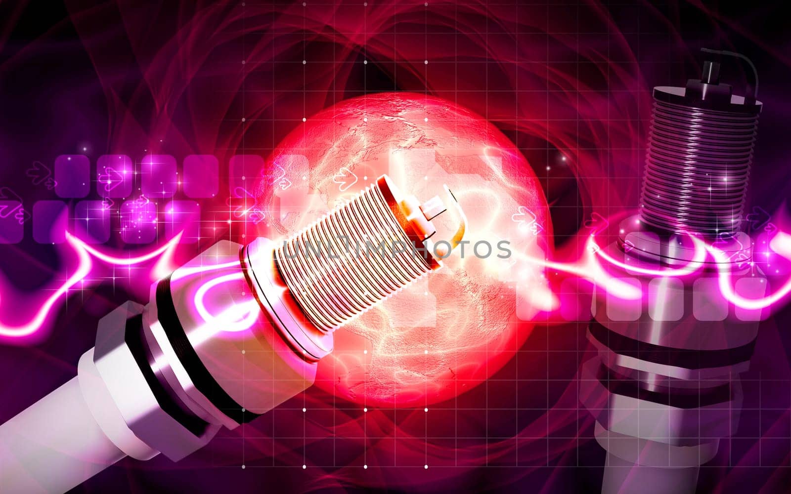 Digital illustration of Spark plug in colour background