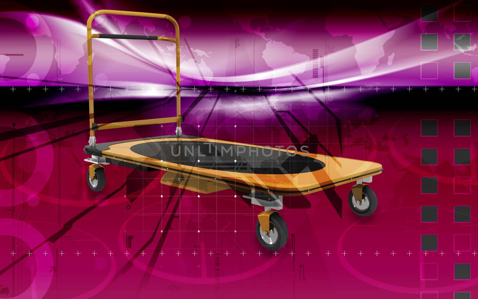 Digital illustration of Platform trolley in colour background