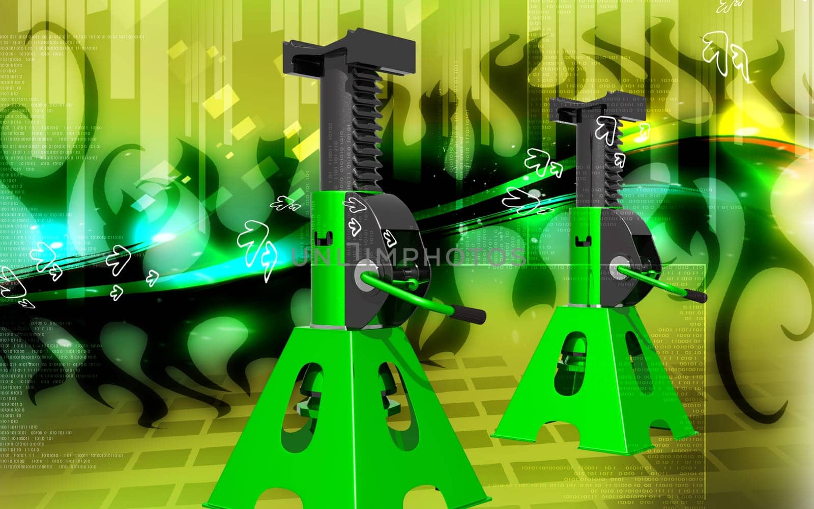 Digital illustration of Car lift in colour background