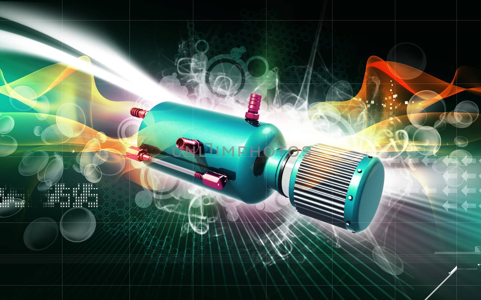 Digital illustration of Catch can in colour background