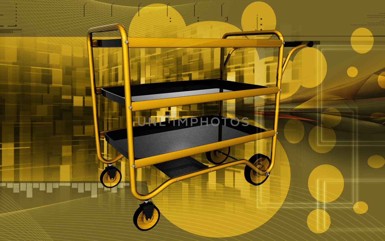 Digital illustration of a Service cart in colour background