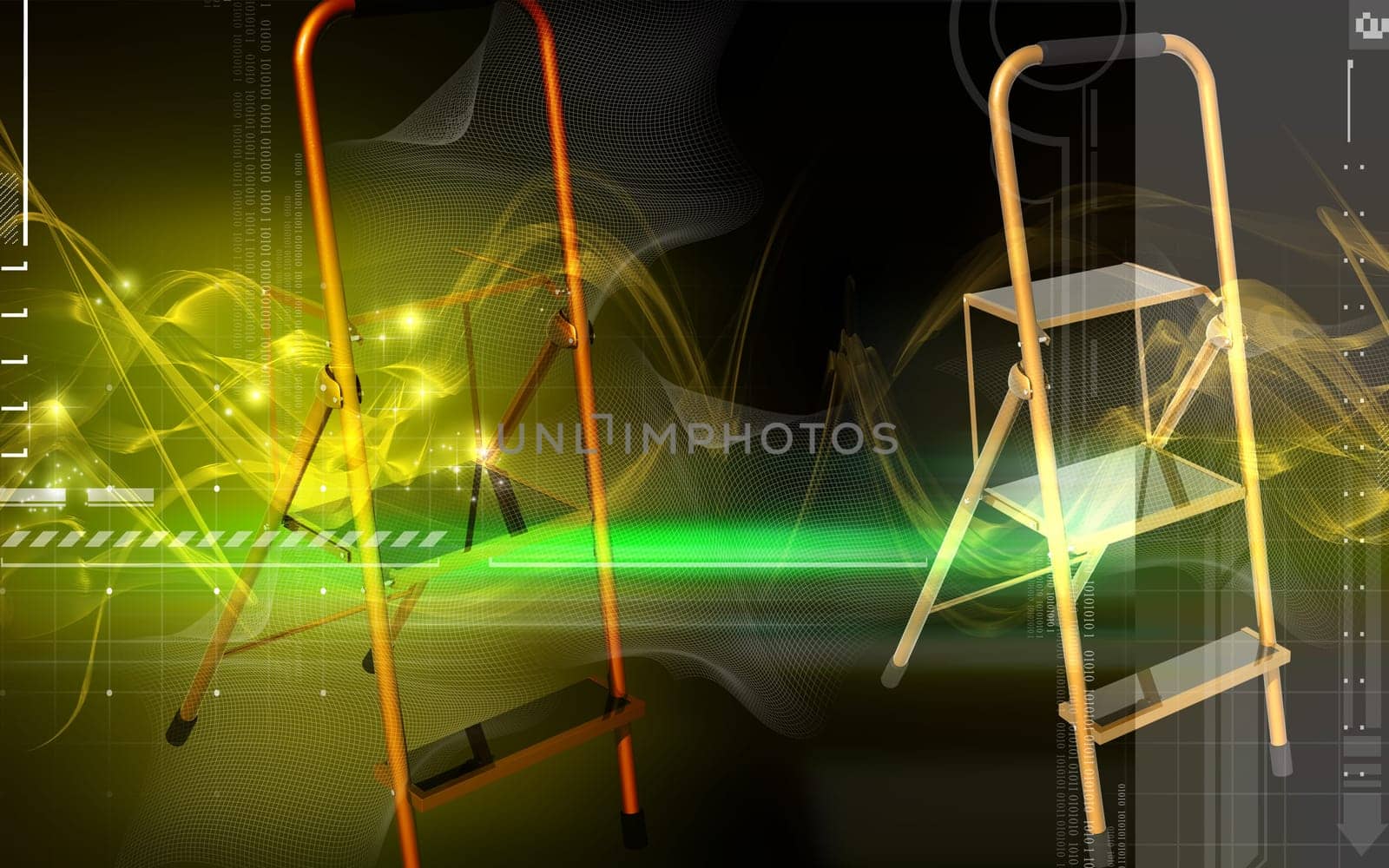 Digital illustration of ladder in colour background