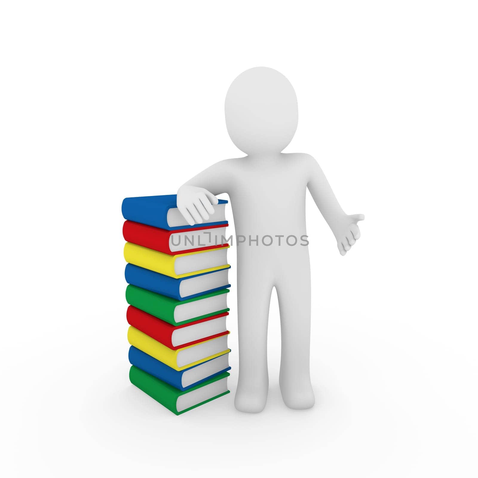 3d human book paper learn read red blue