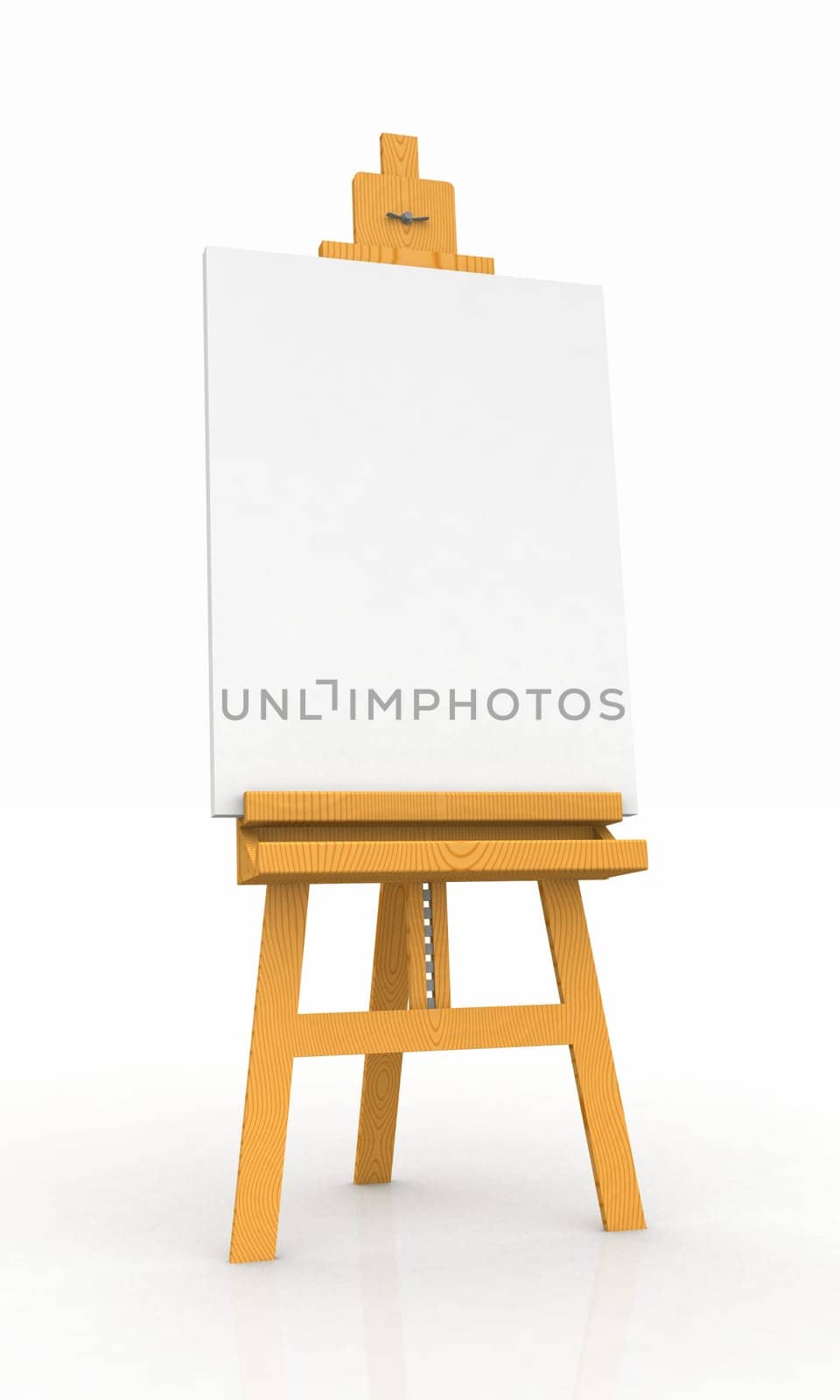Wooden easel with blank canvas 01