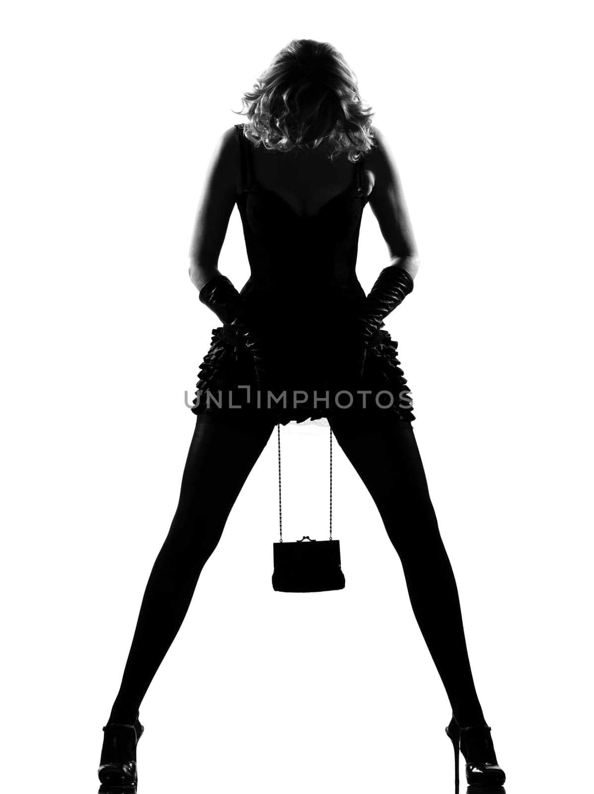 stylish silhouette caucasian beautiful woman sexy  attitude behavior clothes full length on studio isolated white background