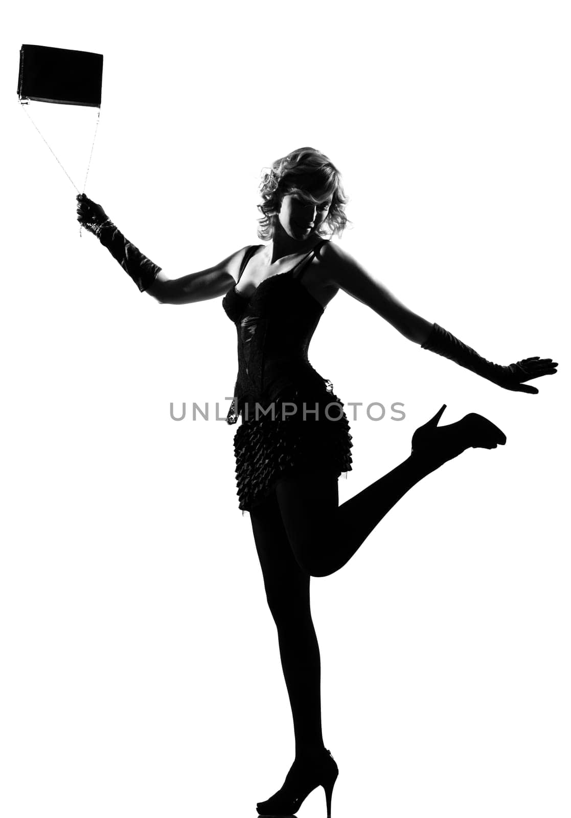 stylish silhouette caucasian beautiful woman sexy  attitude behavior clothes full length on studio isolated white background