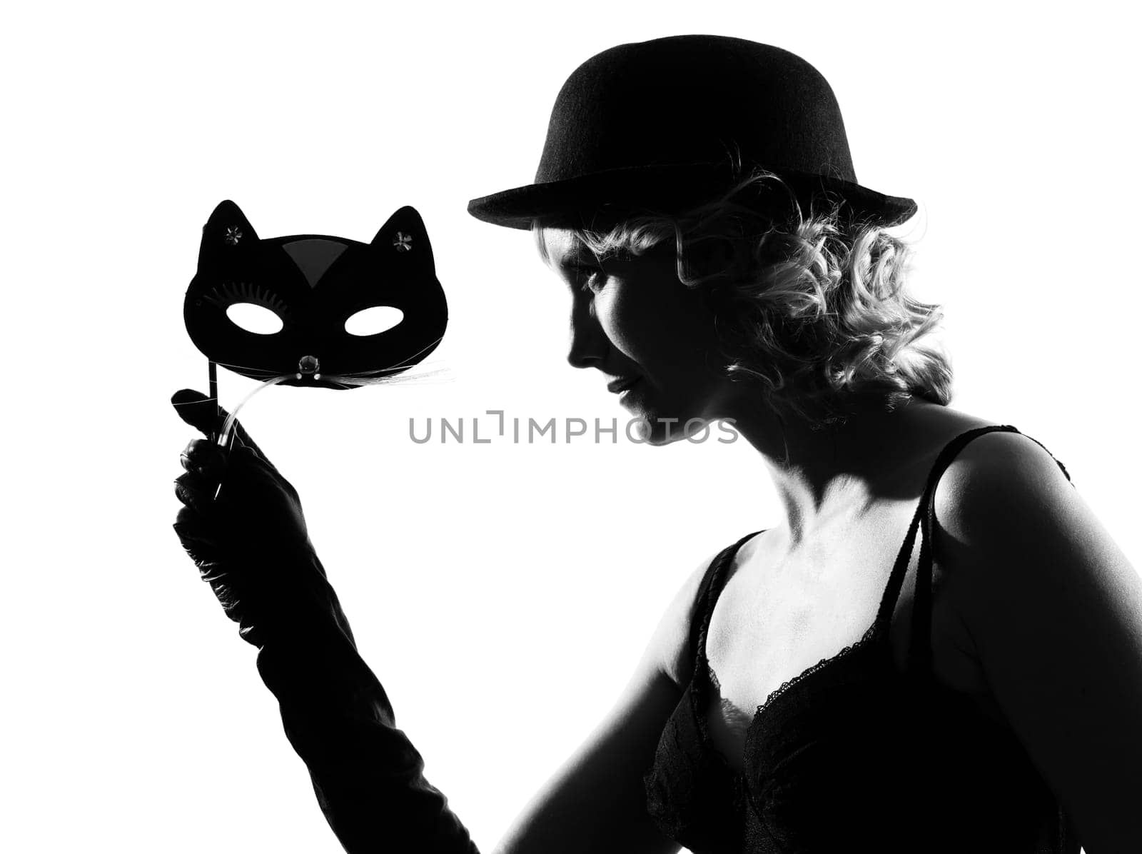 stylish silhouette caucasian beautiful woman sexy  attitude behavior clothes portrait on studio isolated white background