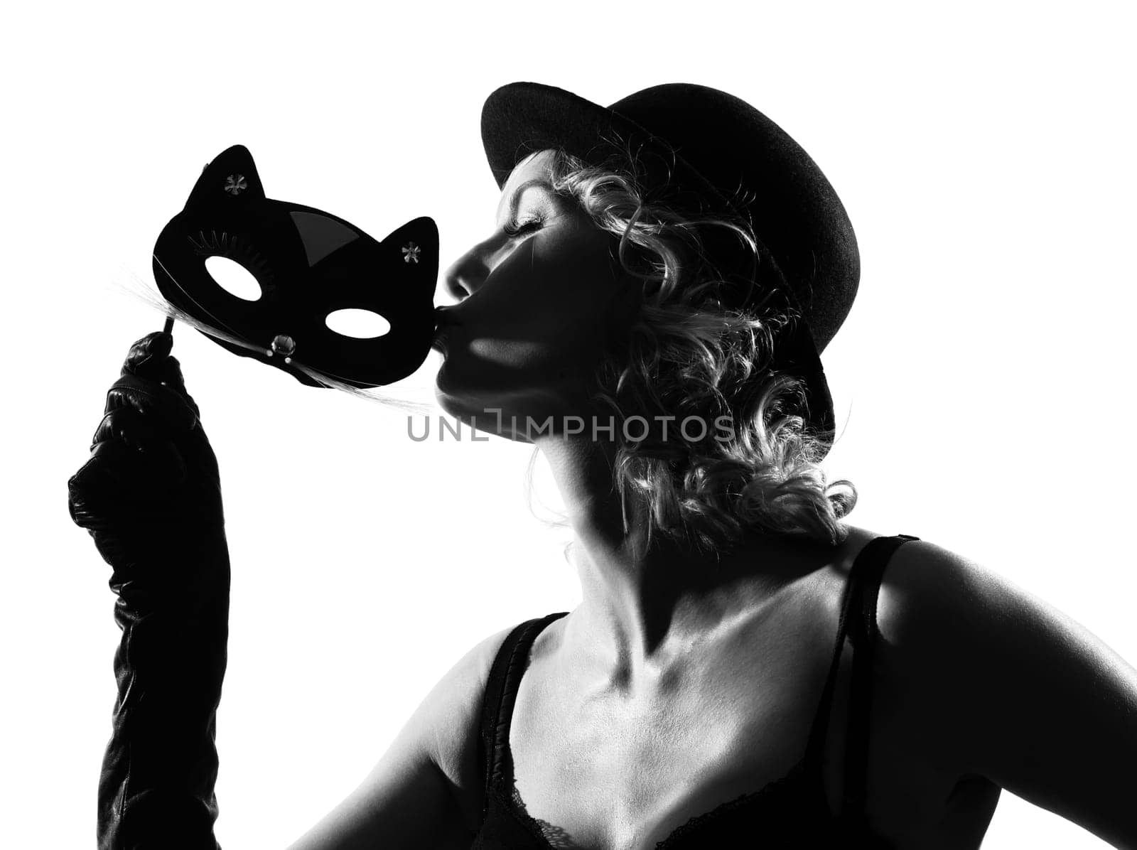 stylish silhouette caucasian beautiful woman sexy  attitude behavior clothes portrait on studio isolated white background