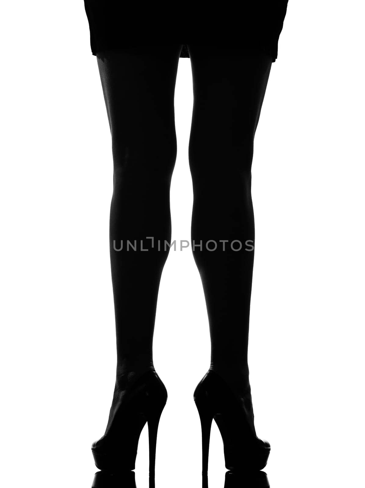 stylish silhouette caucasian beautiful woman legs shoes high heels  stileletto silhouette on studio isolated white background