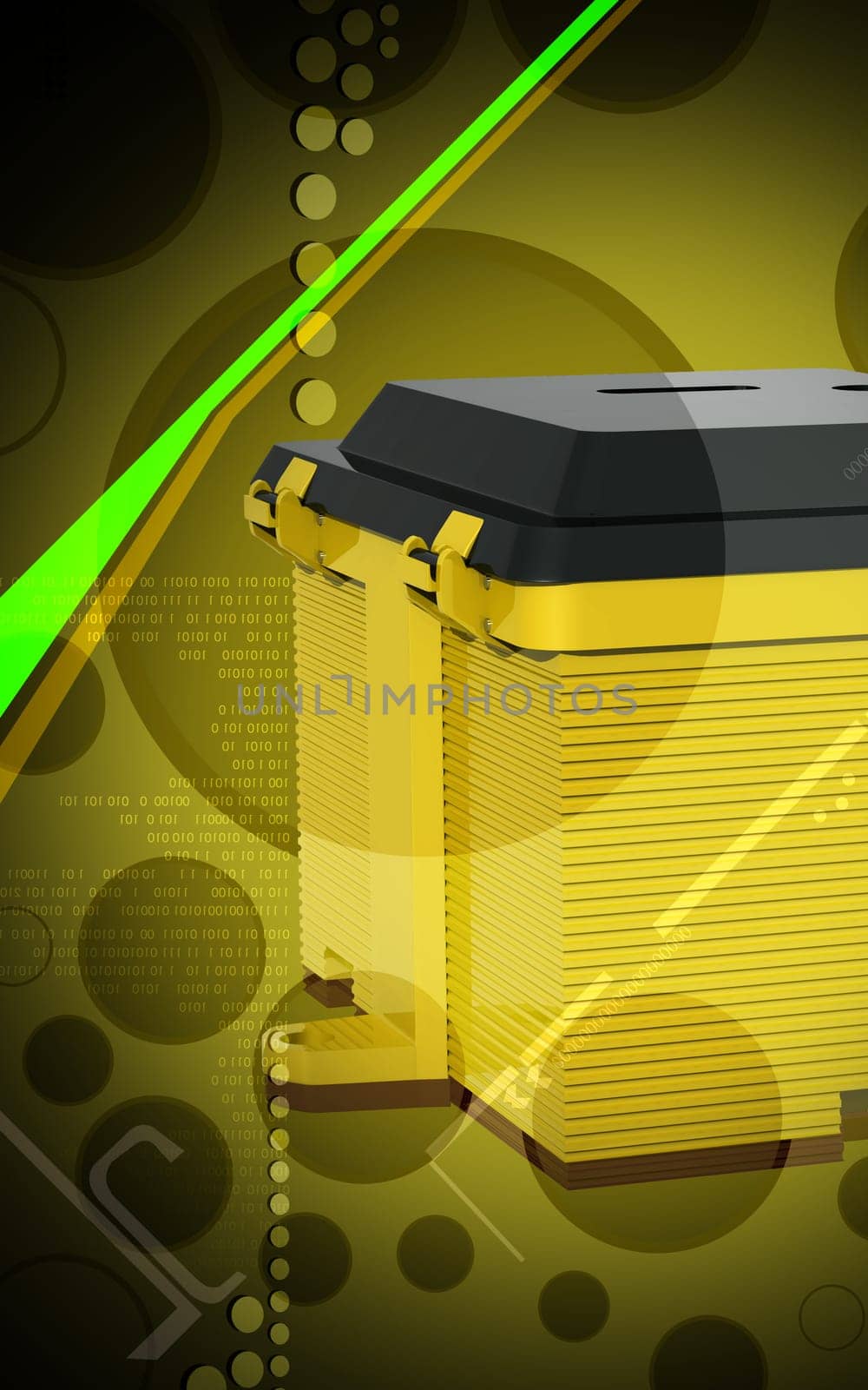 Digital illustration of a Battery box in colour background